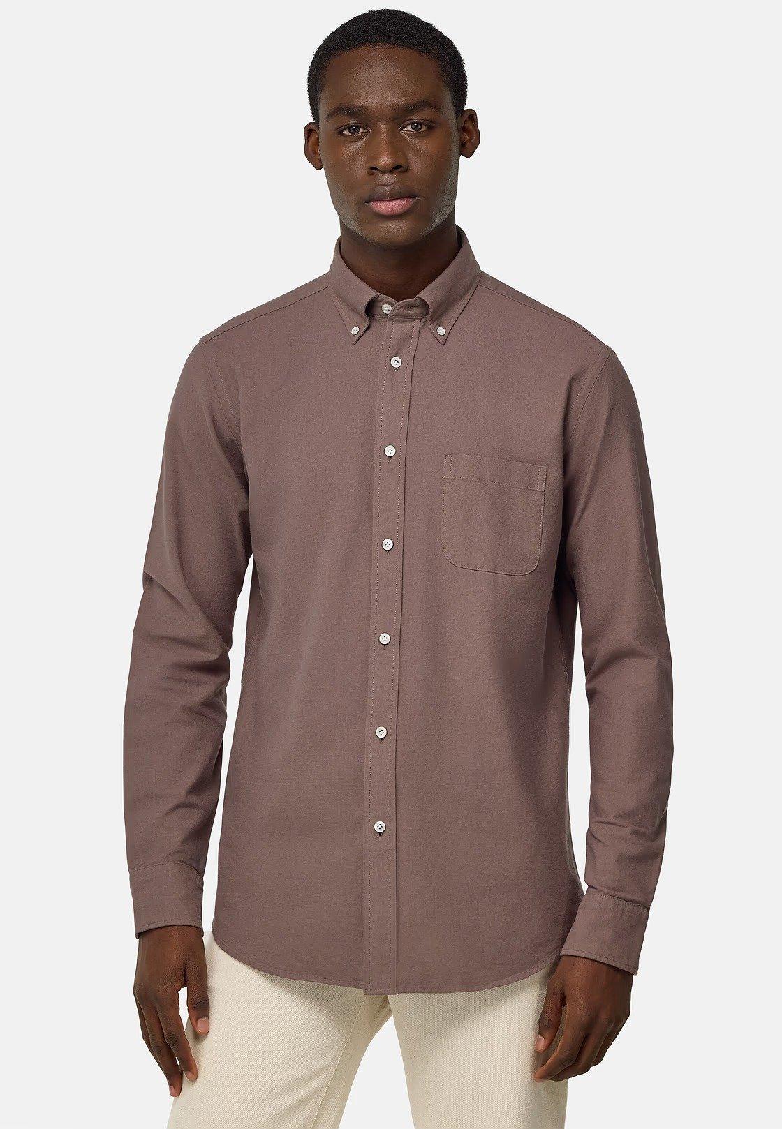 Brown Regular Fit Oxford Cotton Shirt, , large image number 1