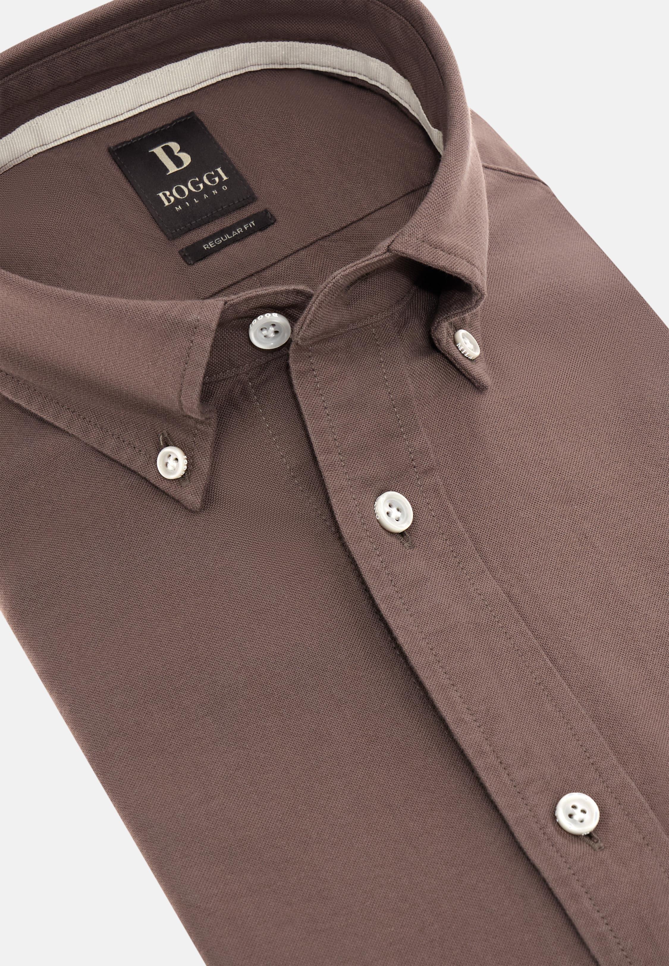 Regular Fit Oxford Cotton Shirt Brown, Taupe, large image number 7