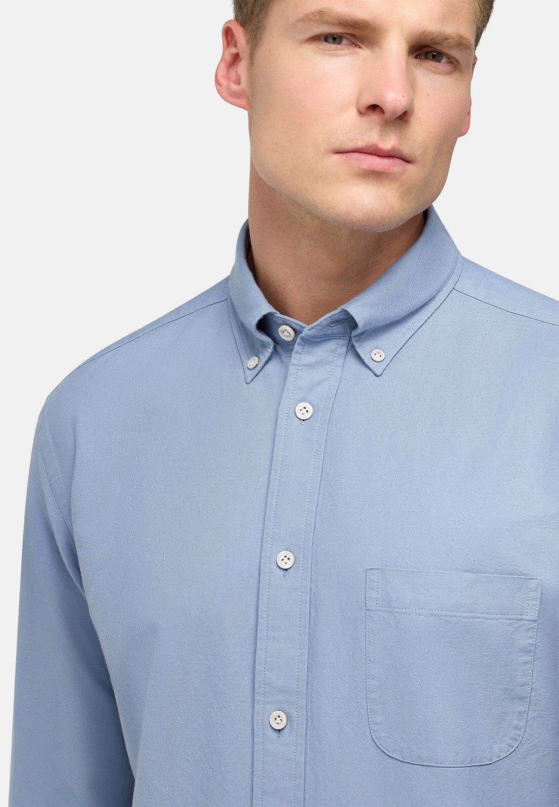 Blue Regular Fit Oxford Cotton Shirt, , large image number 3