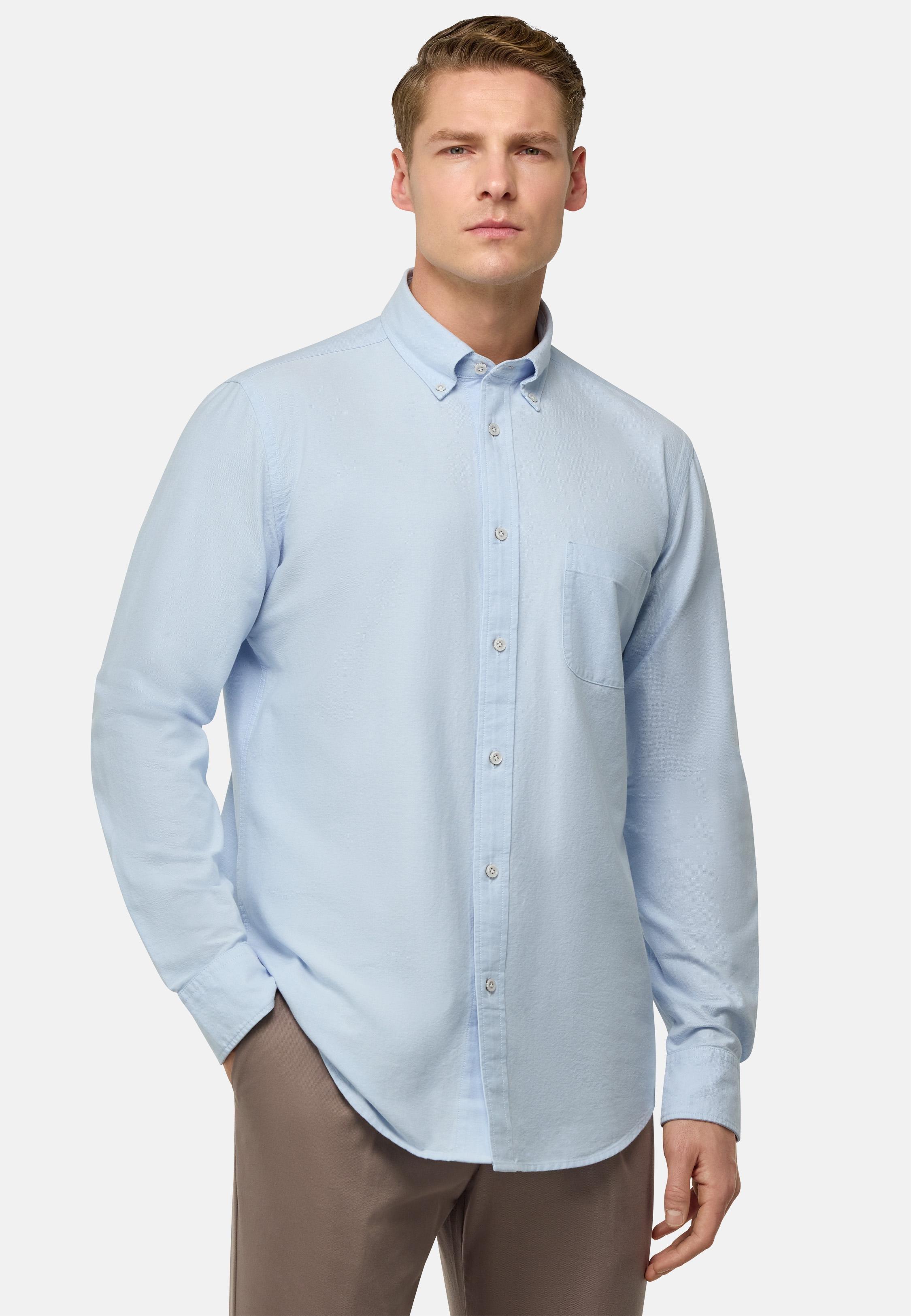 Blue Solid Oxford Shirt, , large image number 1