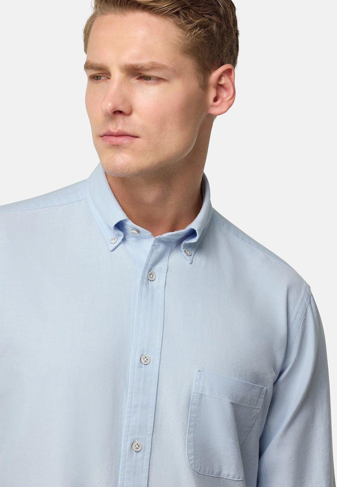 Blue Regular Fit Oxford Cotton Shirt, , large image number 3