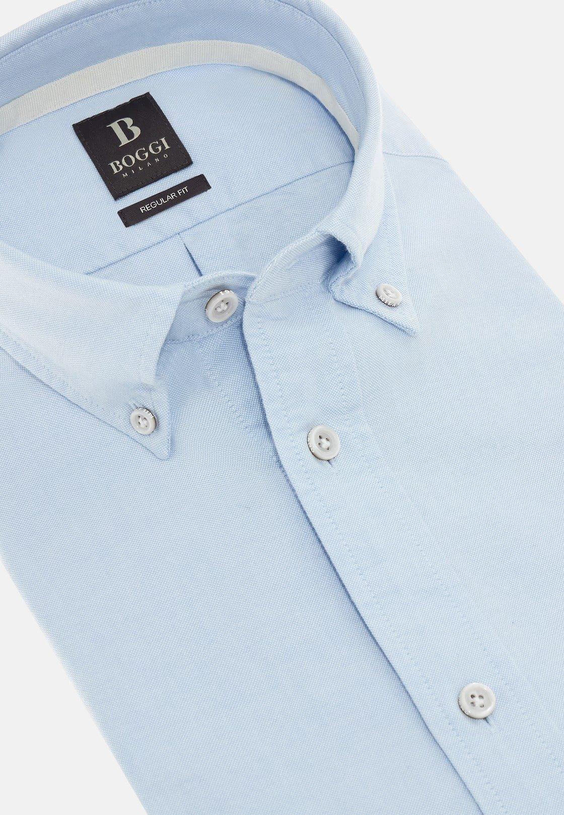 Blue Regular Fit Oxford Cotton Shirt, , large image number 4