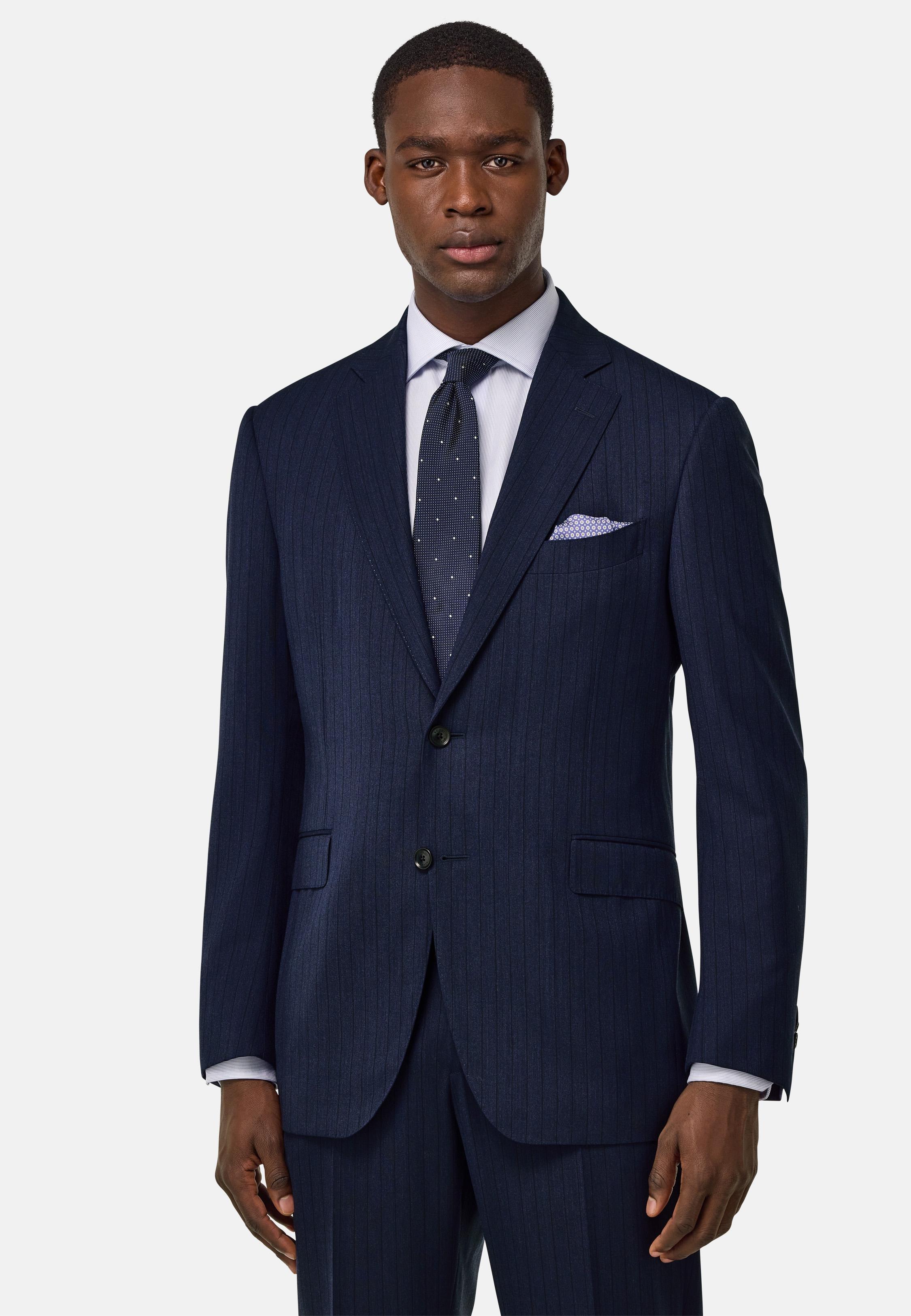Pinstripe Pure Wool Suit Navy, , large image number 1