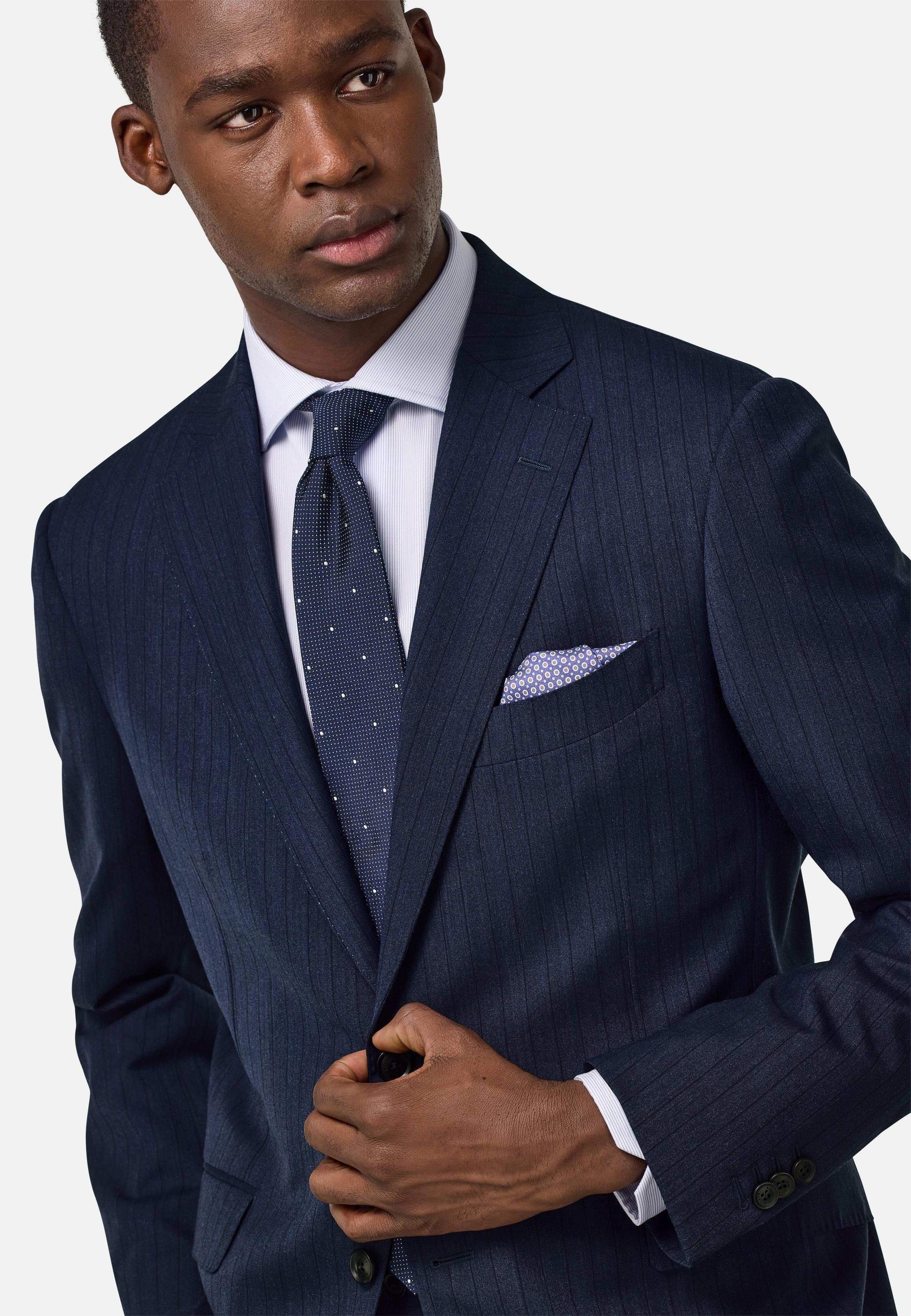 Pinstripe Pure Wool Suit Navy, , large image number 3