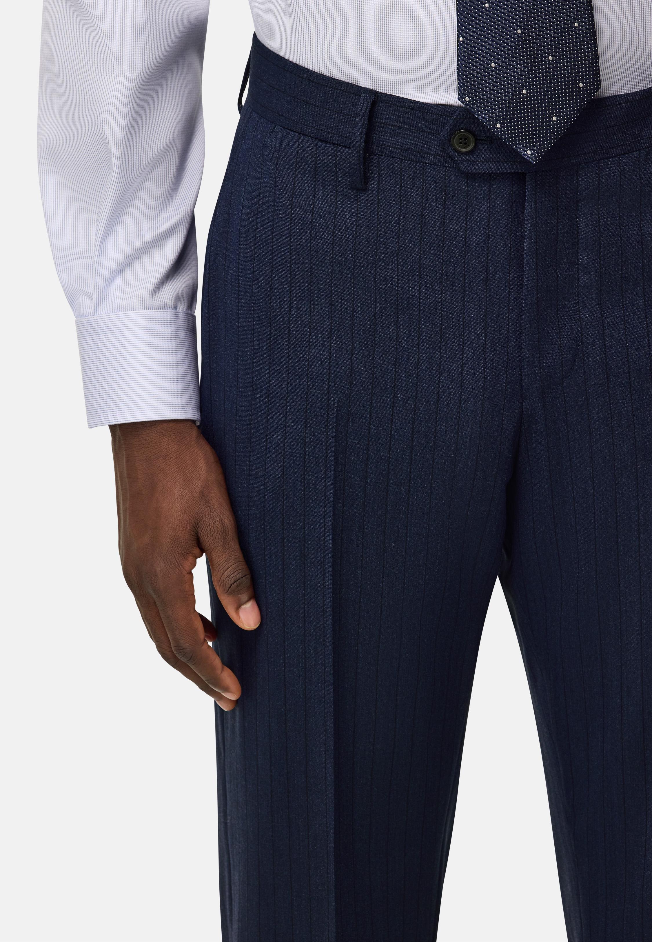 Pinstripe Pure Wool Suit Navy, , large image number 4
