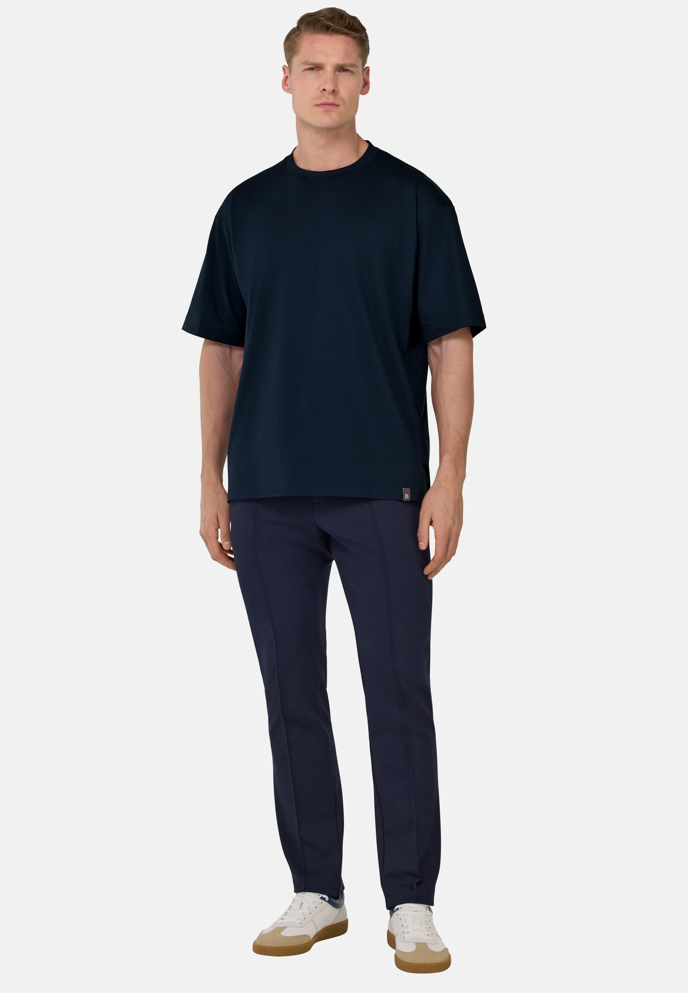 Navy Solid Jersey Trousers, , large image number 0