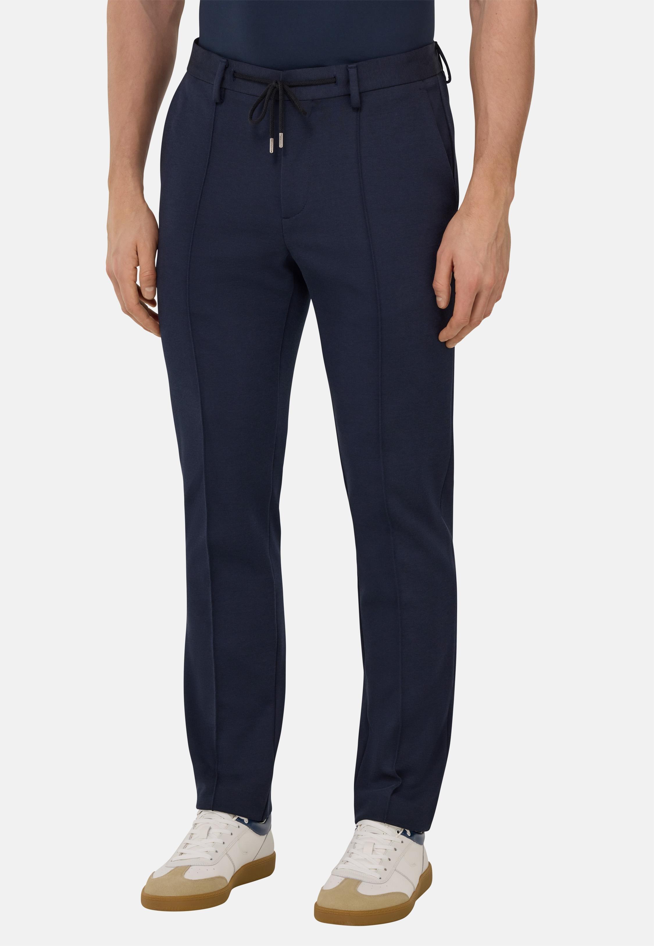 Navy Solid Jersey Trousers, , large image number 1