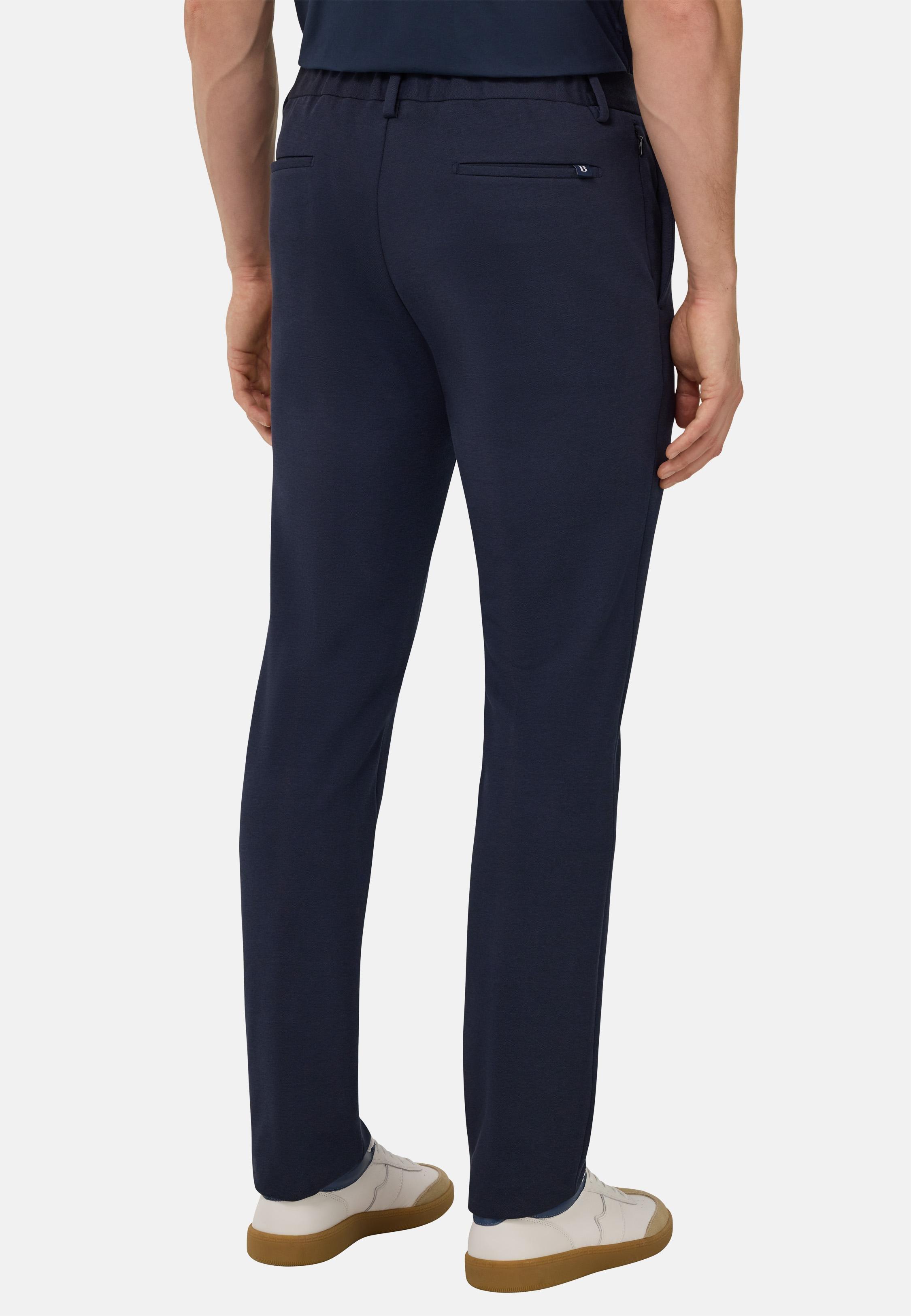 Navy Solid Jersey Trousers, , large image number 2