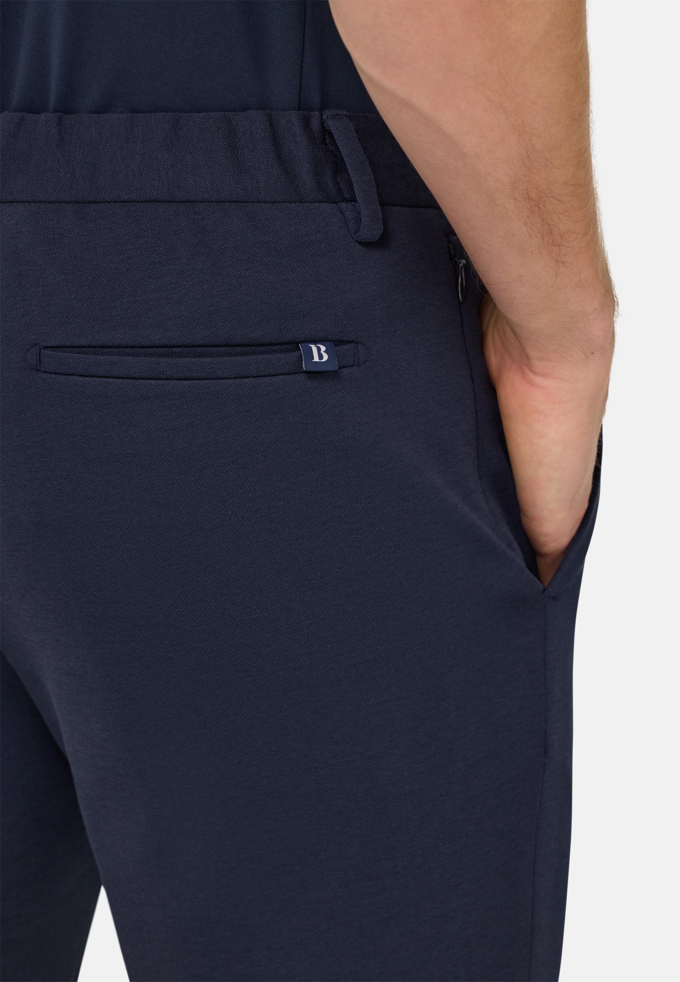 Navy Solid Jersey Trousers, , large image number 4