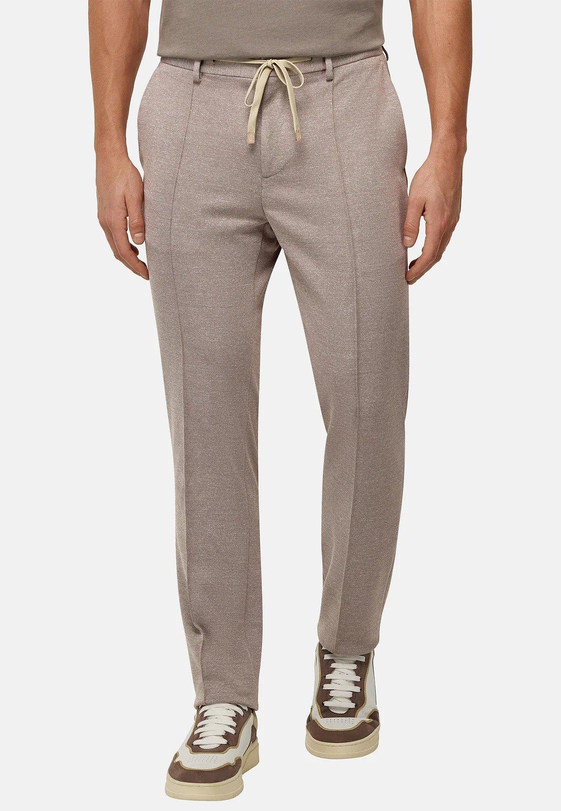 Brown Plain Jersey Trousers, , large image number 0
