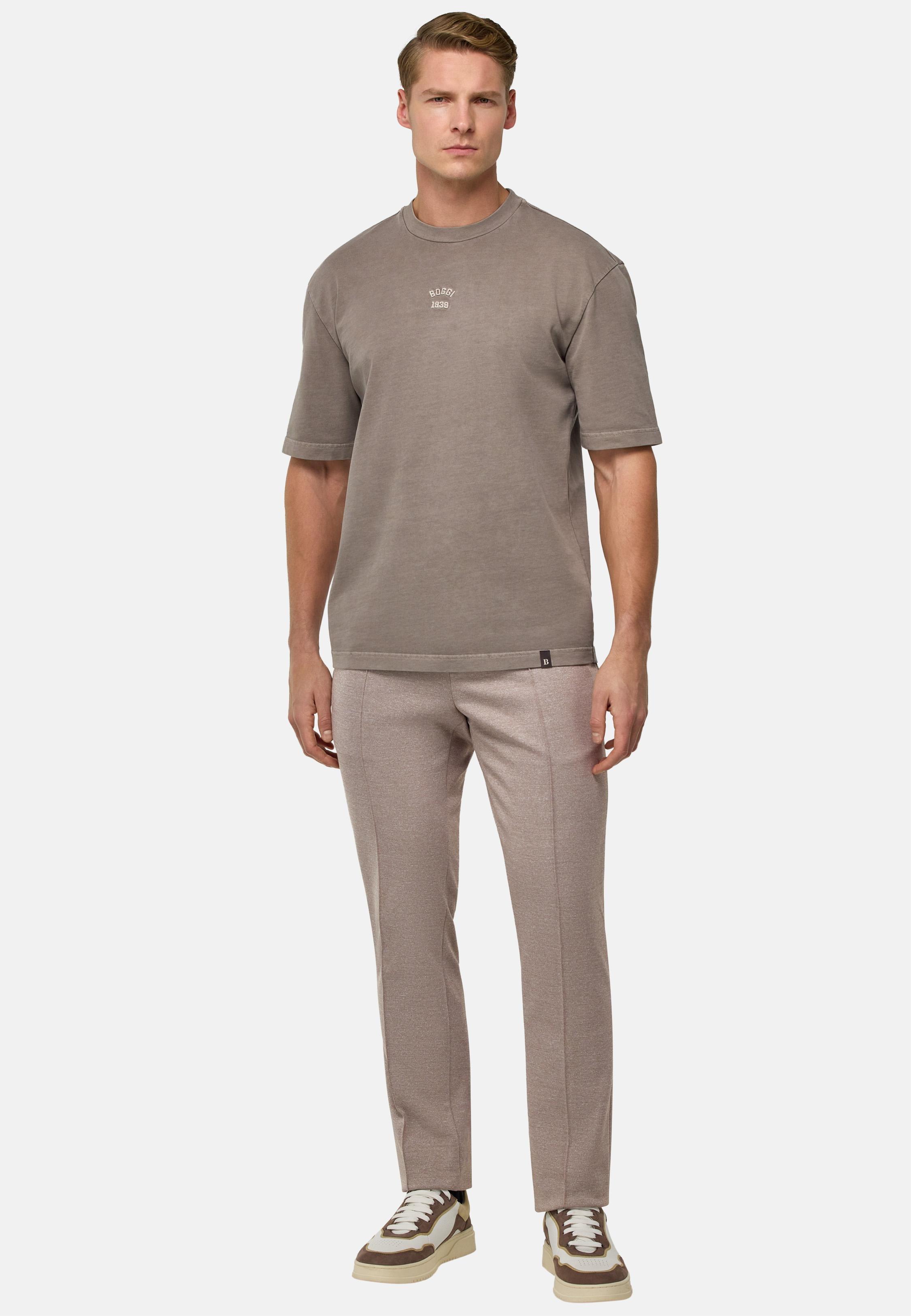 Brown Plain Jersey Trousers, , large image number 3