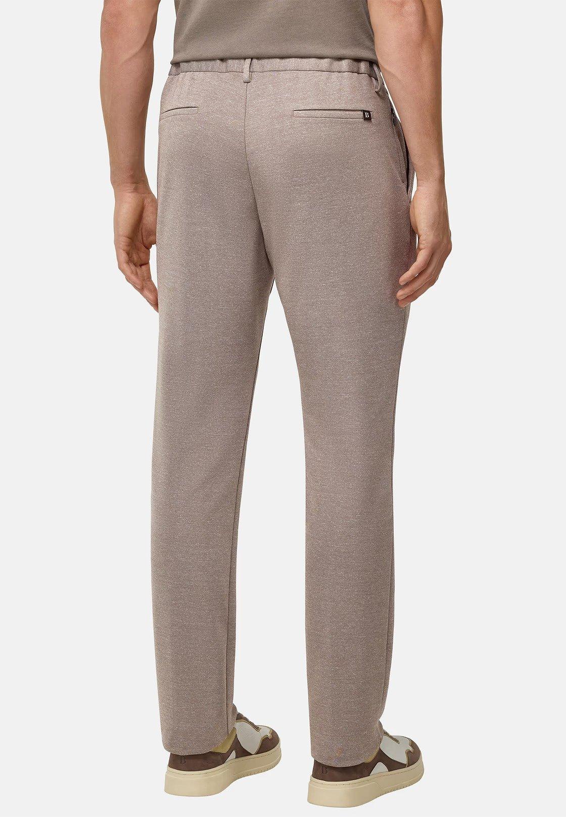 Brown Plain Jersey Trousers, , large image number 4