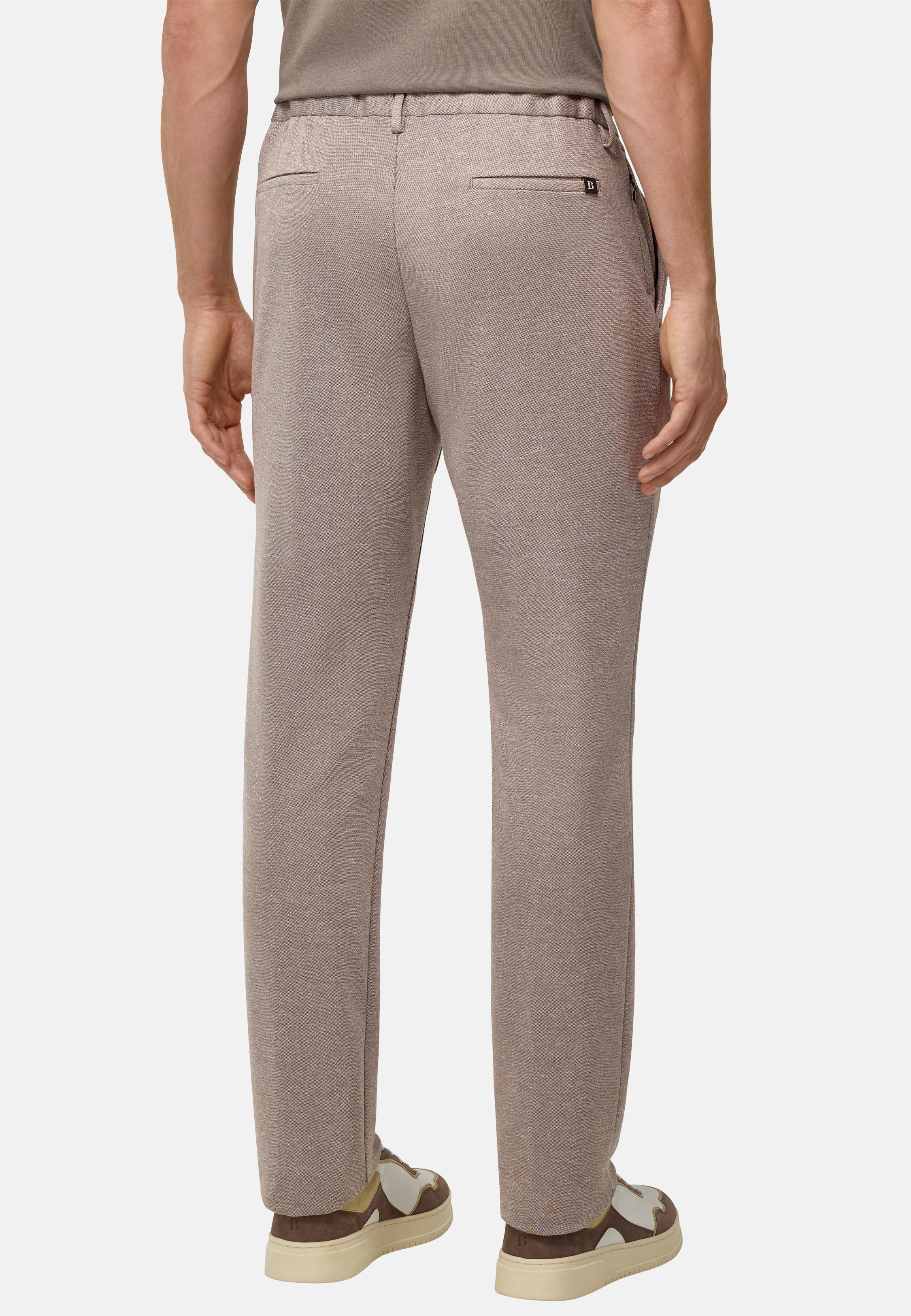 Brown Plain Jersey Trousers, , large image number 5