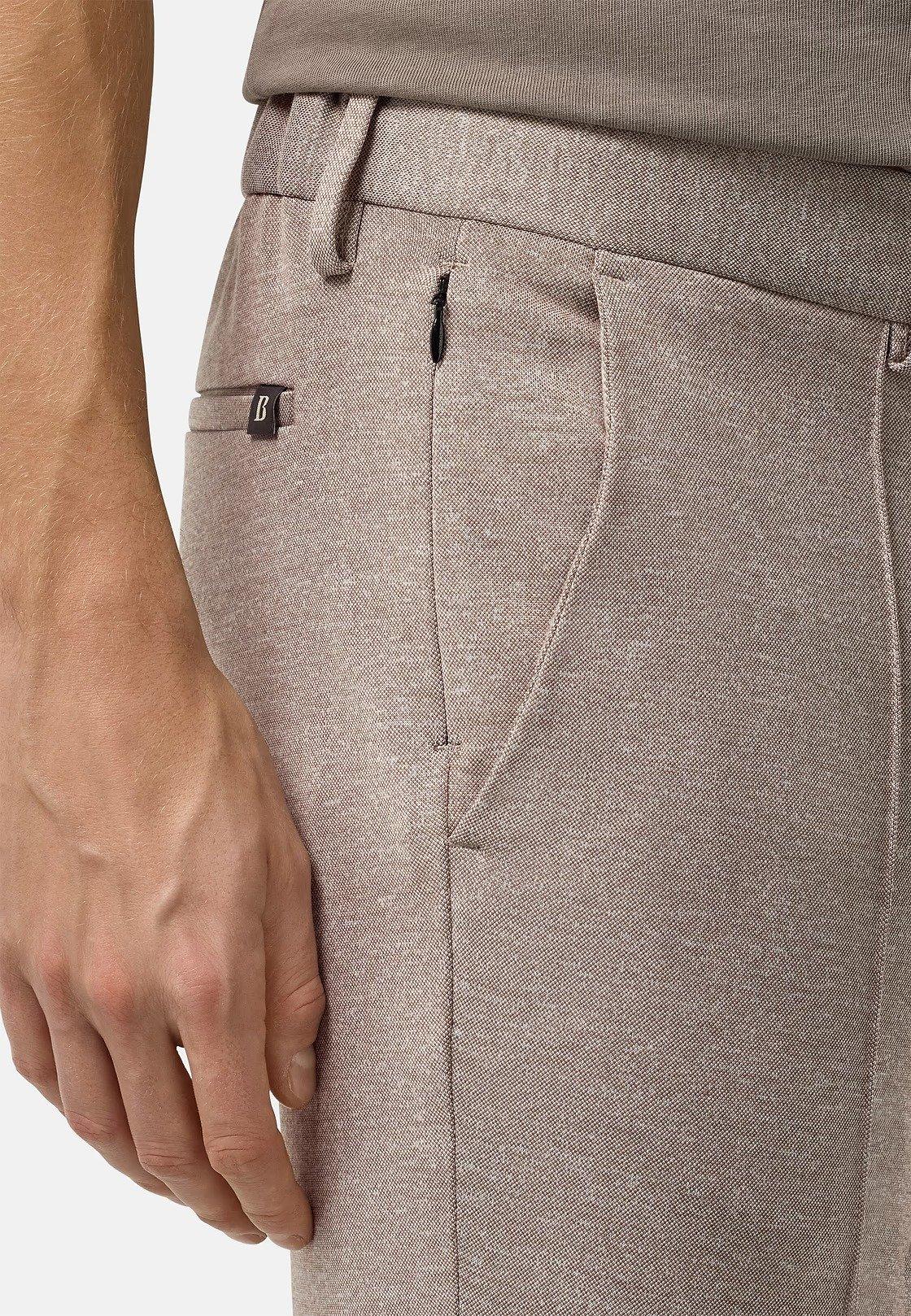 Brown Plain Jersey Trousers, , large image number 6