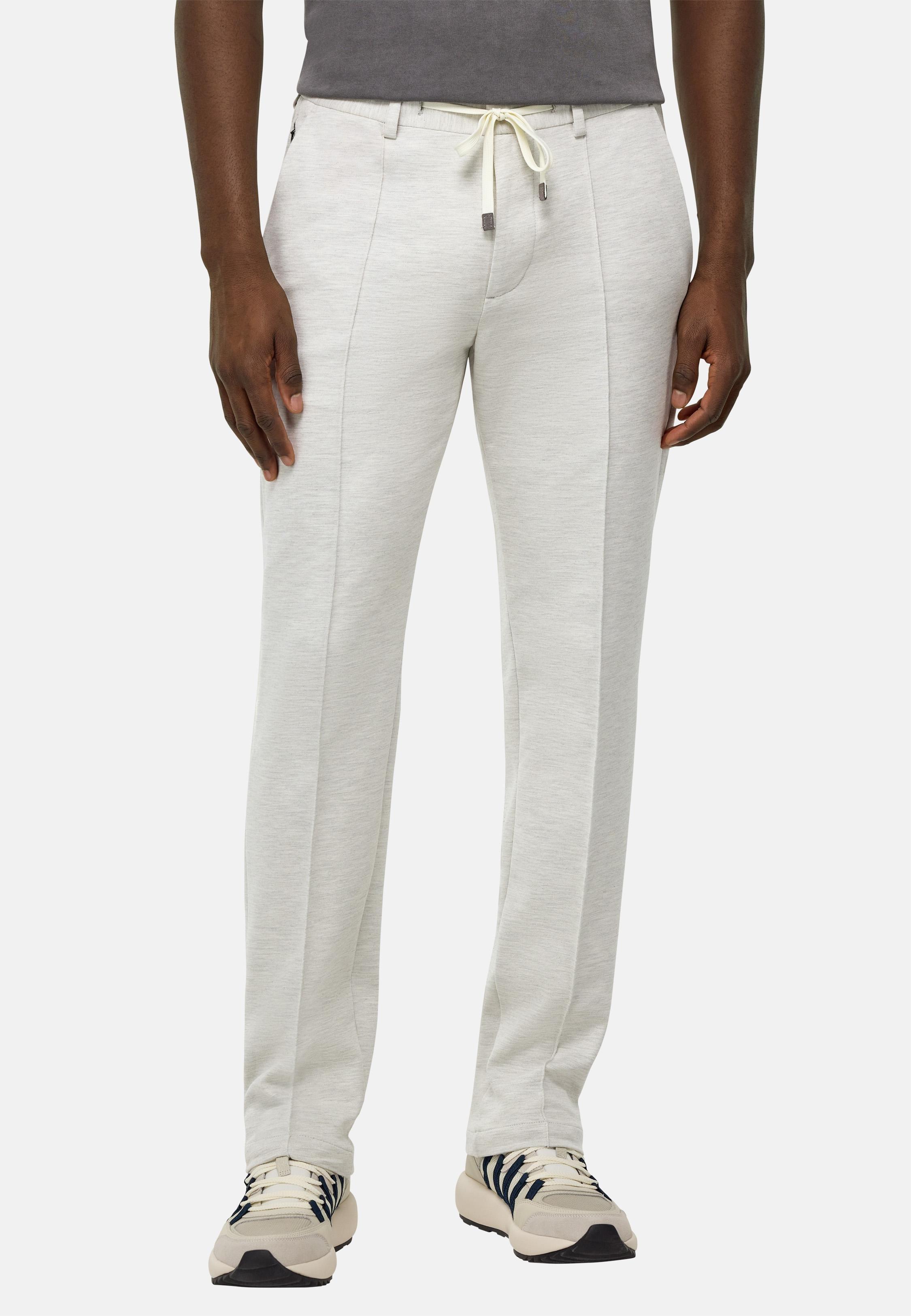 Brown Textured Jersey Trousers, , large image number 1