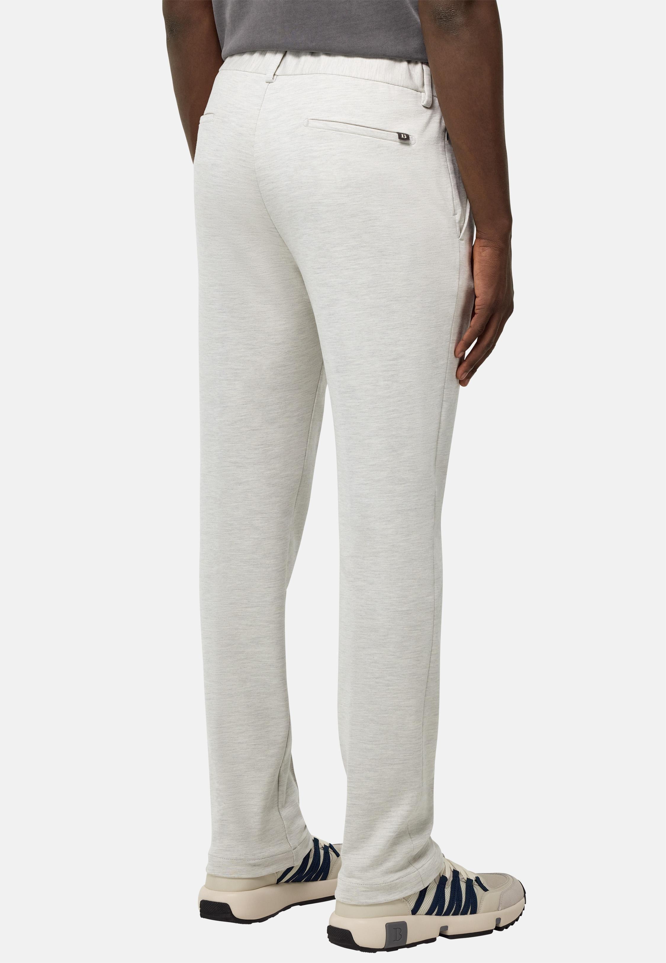 Brown Textured Jersey Trousers, , large image number 5