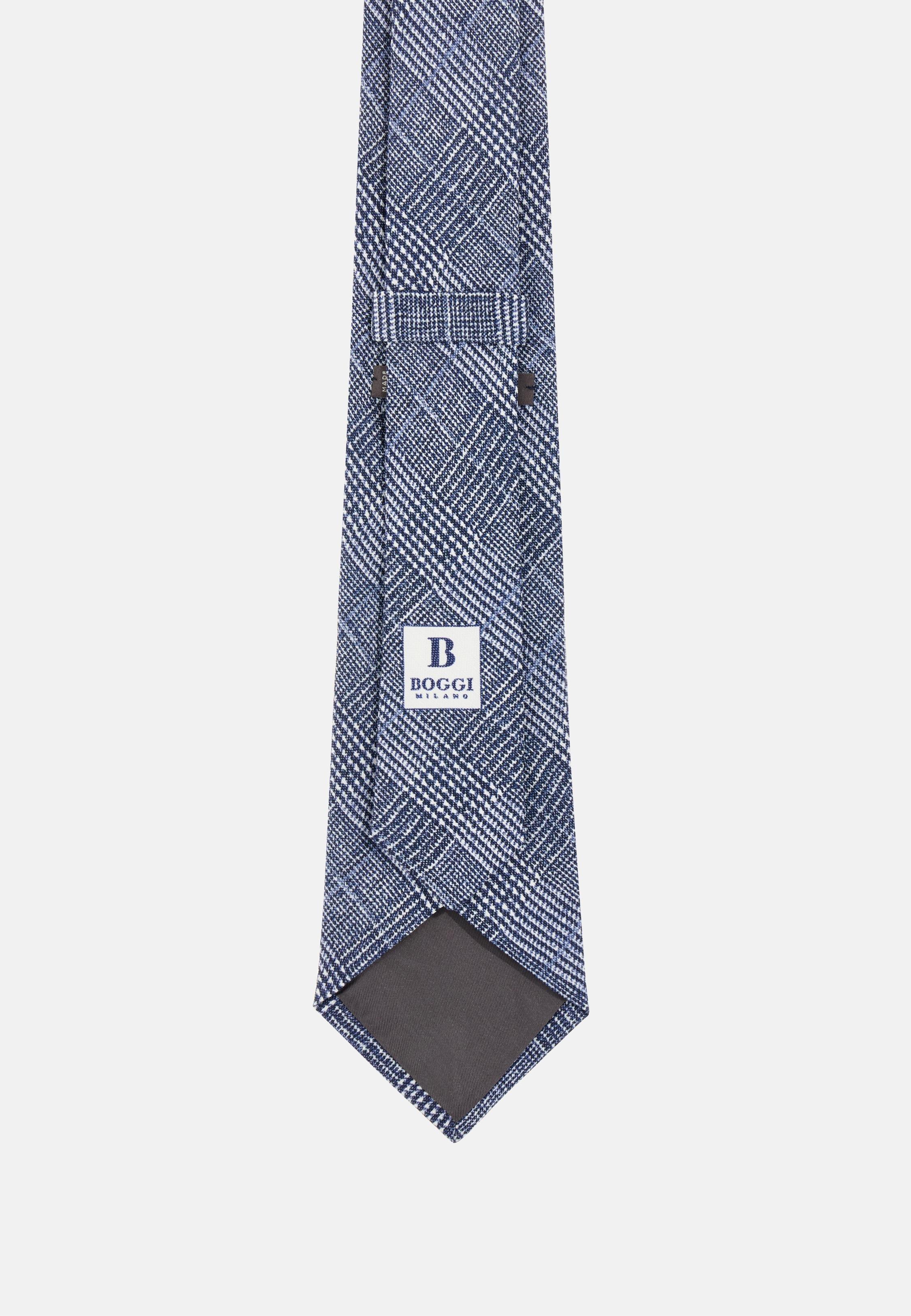 Prince Of Wales Check Tie In A Silk Blend Blue, , medium