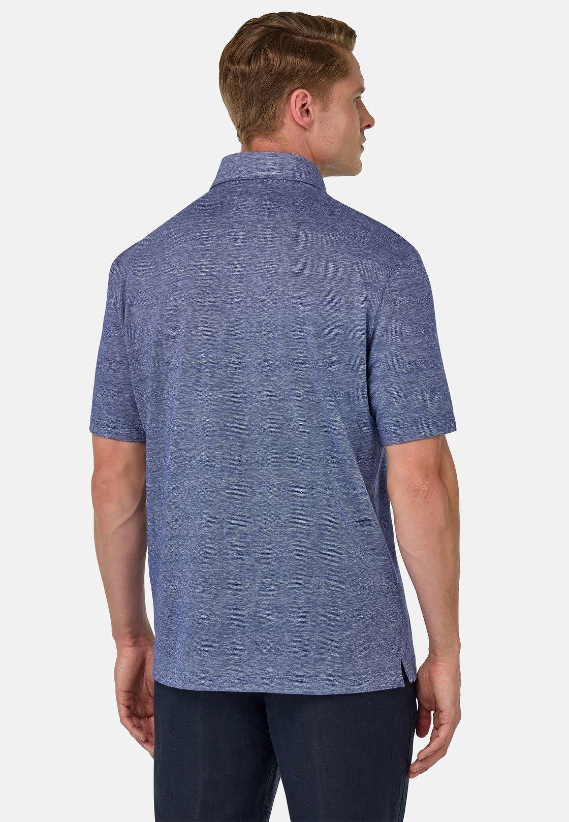 Cotton/Linen Pique Polo Shirt Blue, Blue, medium