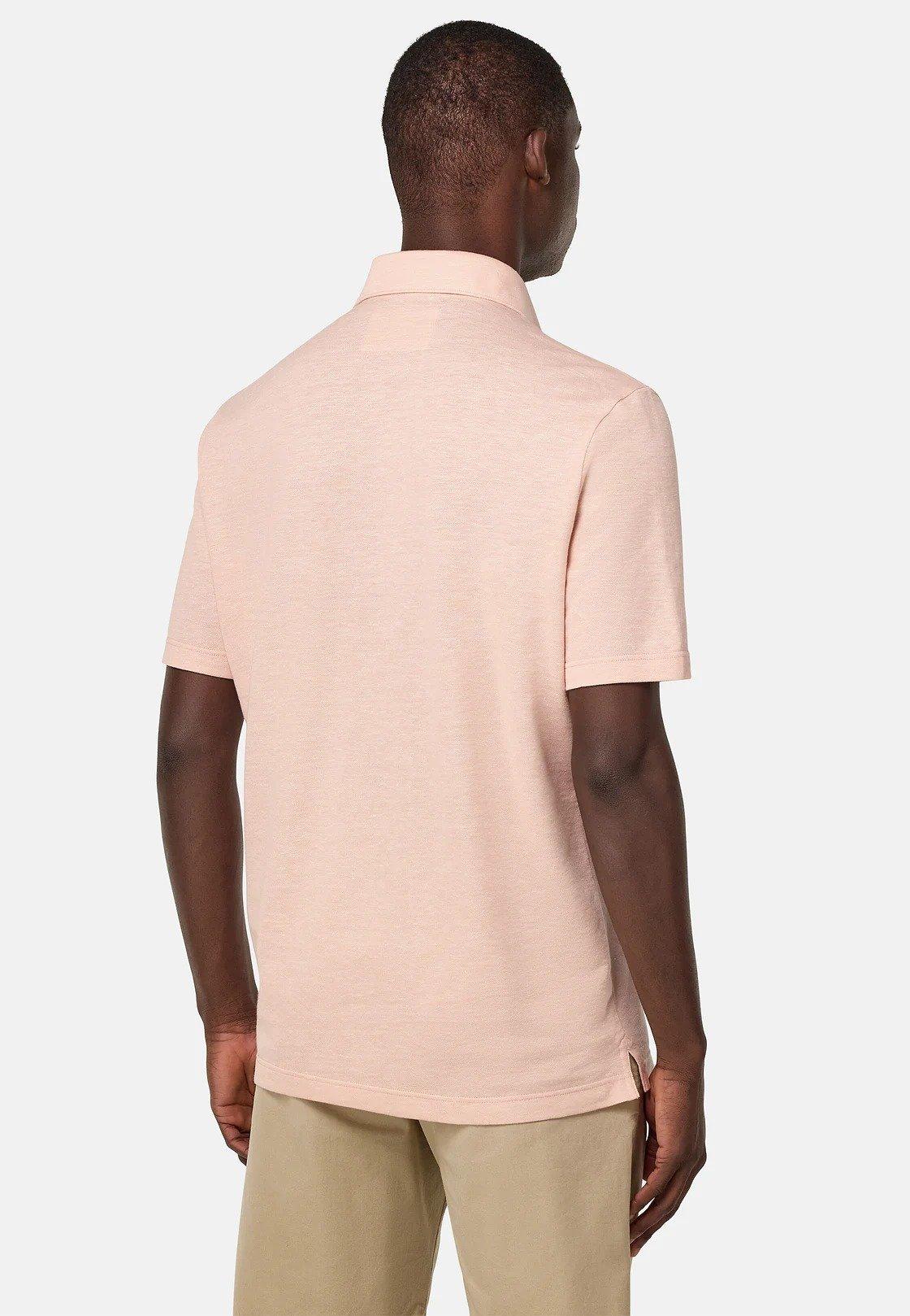 Cotton/Linen Pique Polo Shirt Pink, Pink, medium