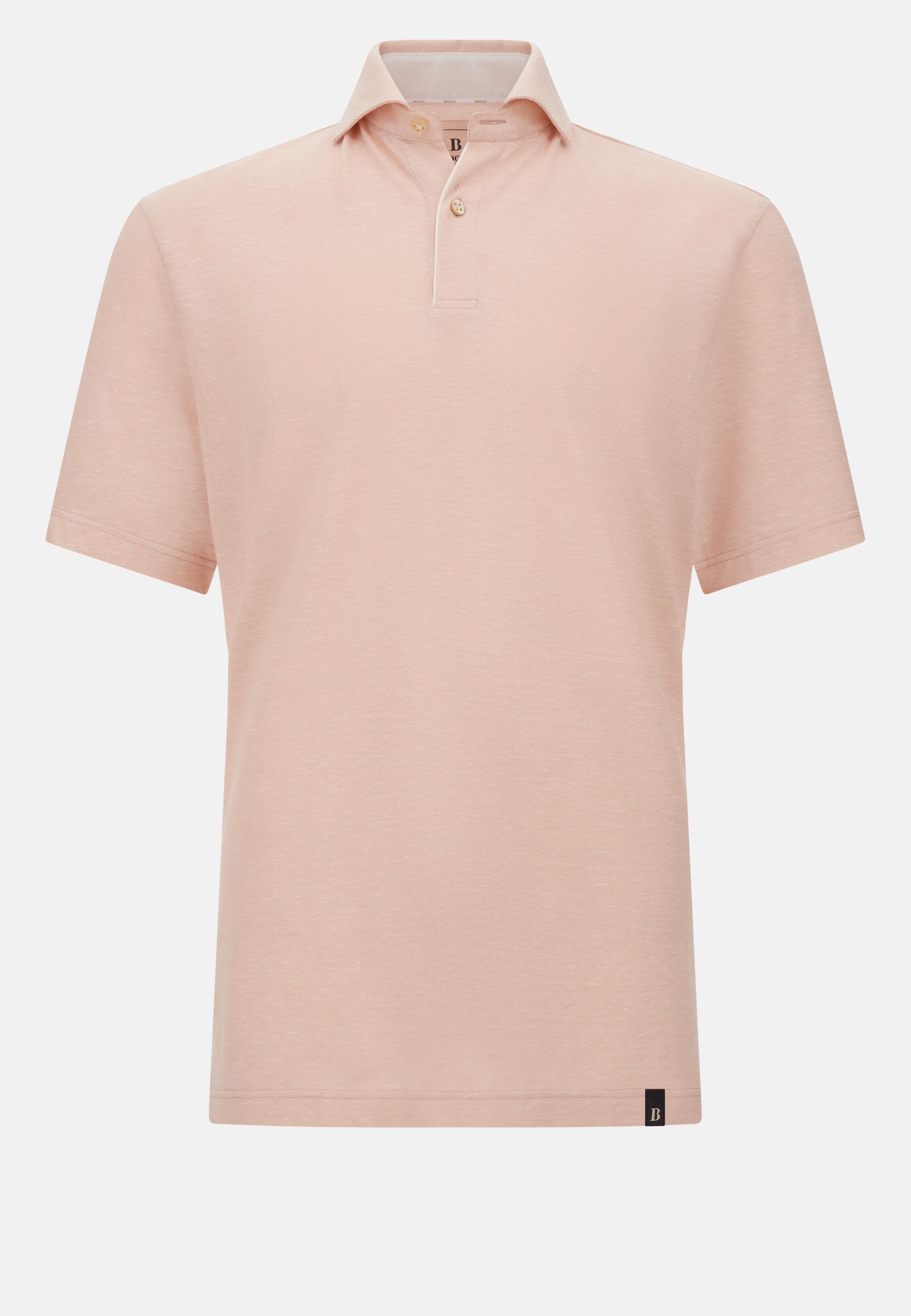 Cotton/Linen Pique Polo Shirt Pink, Pink, large image number 7