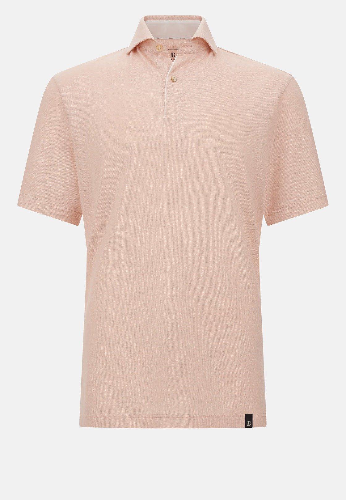 Cotton/Linen Pique Polo Shirt Pink, Pink, large image number 8