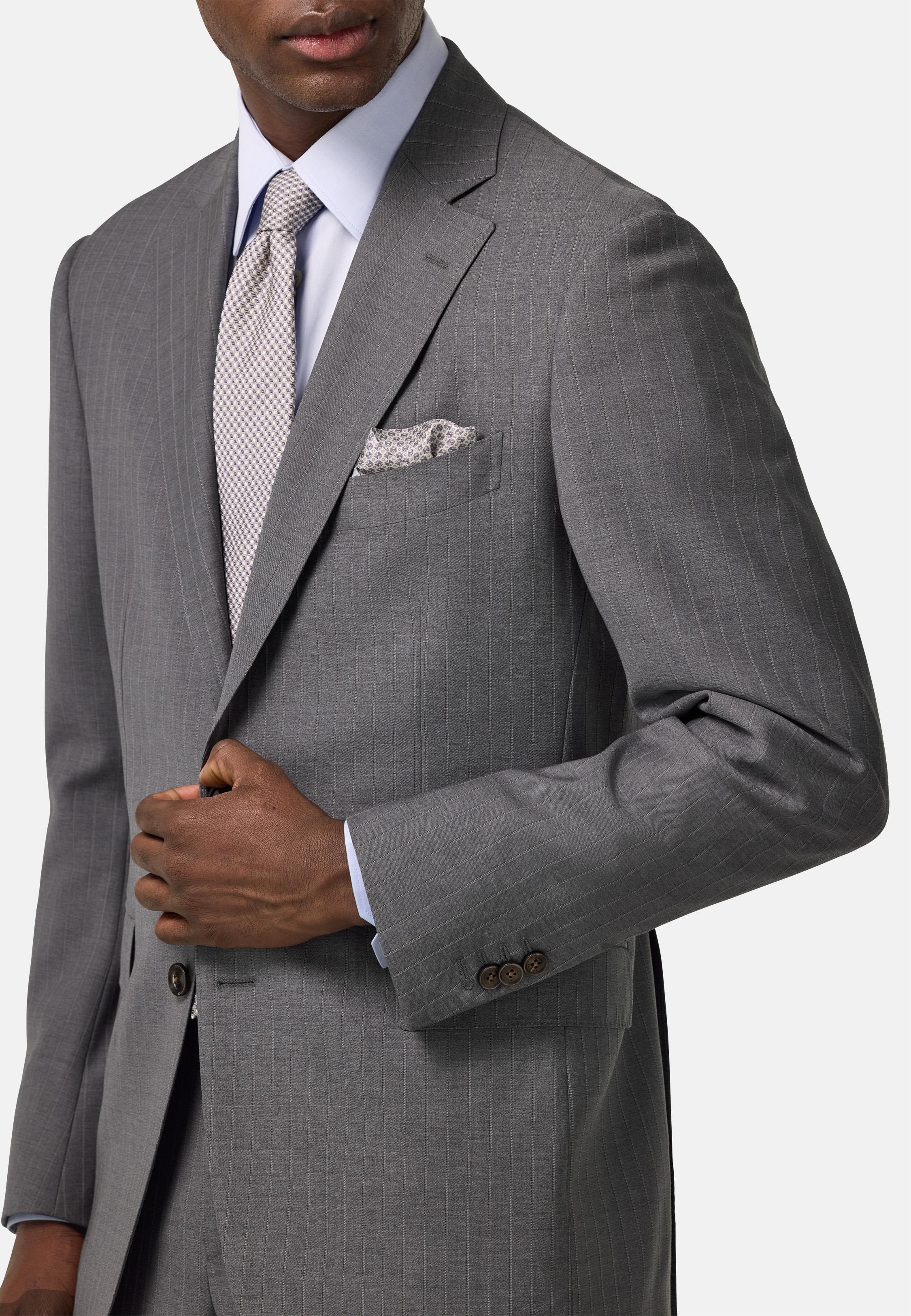 Pinstripe Pure Wool Suit Grey, Grey, large image number 3