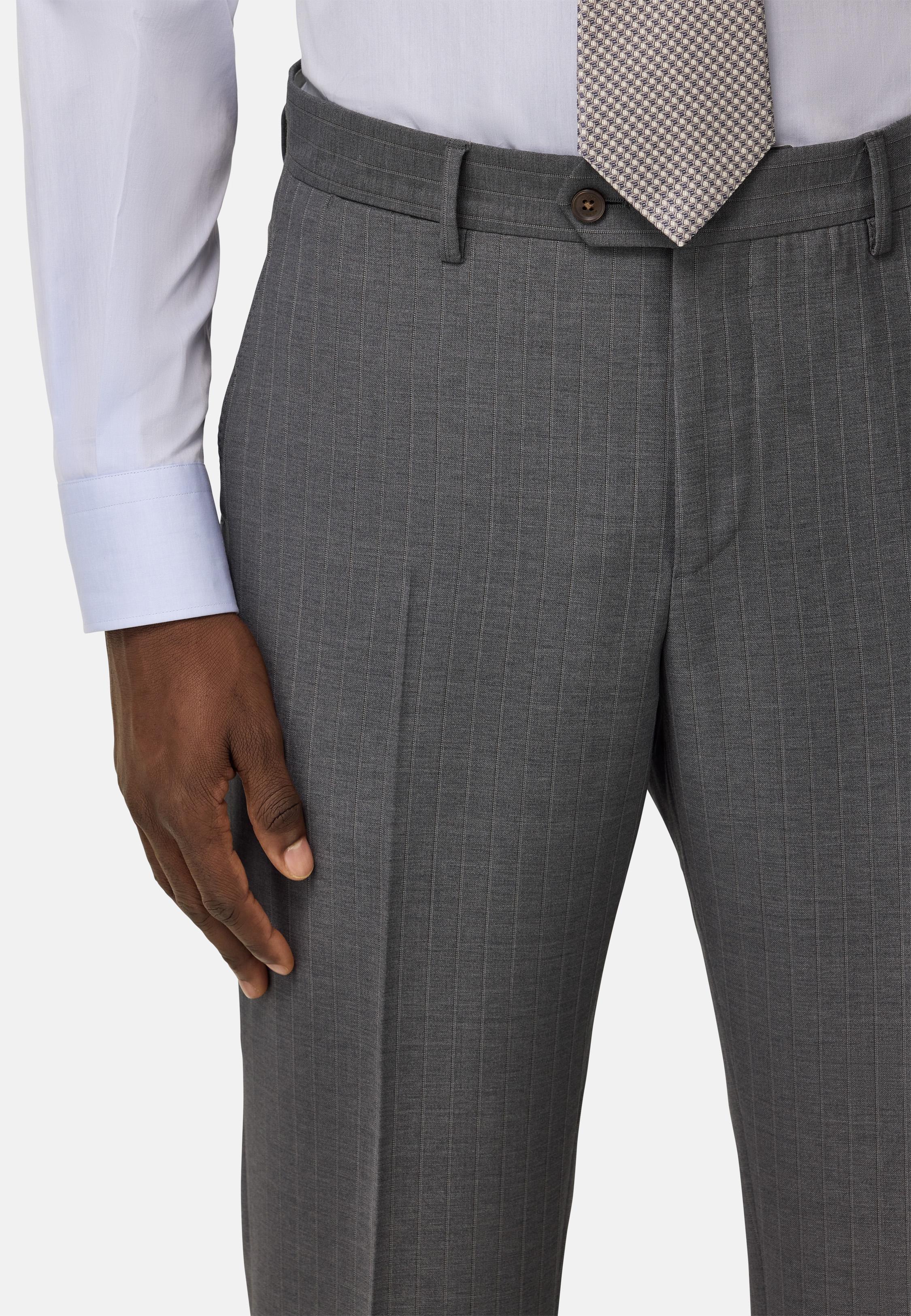 Pinstripe Pure Wool Suit Grey, Grey, large image number 4