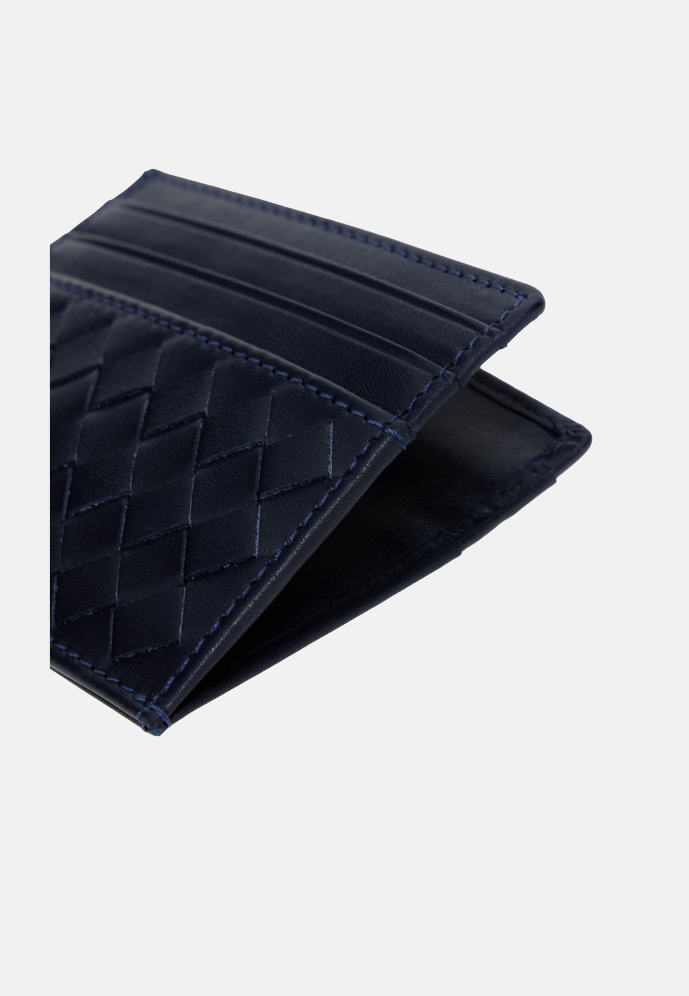 Navy Leather Credit Card Holder, Navy blue, large image number 1