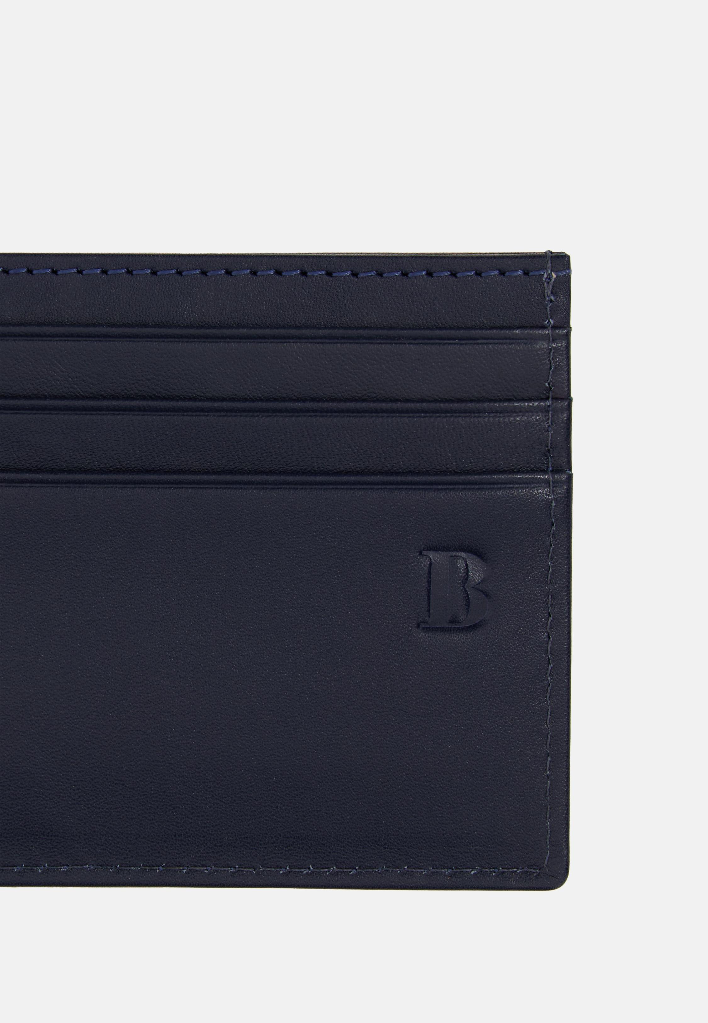 Navy Leather Credit Card Holder, Navy blue, large image number 3