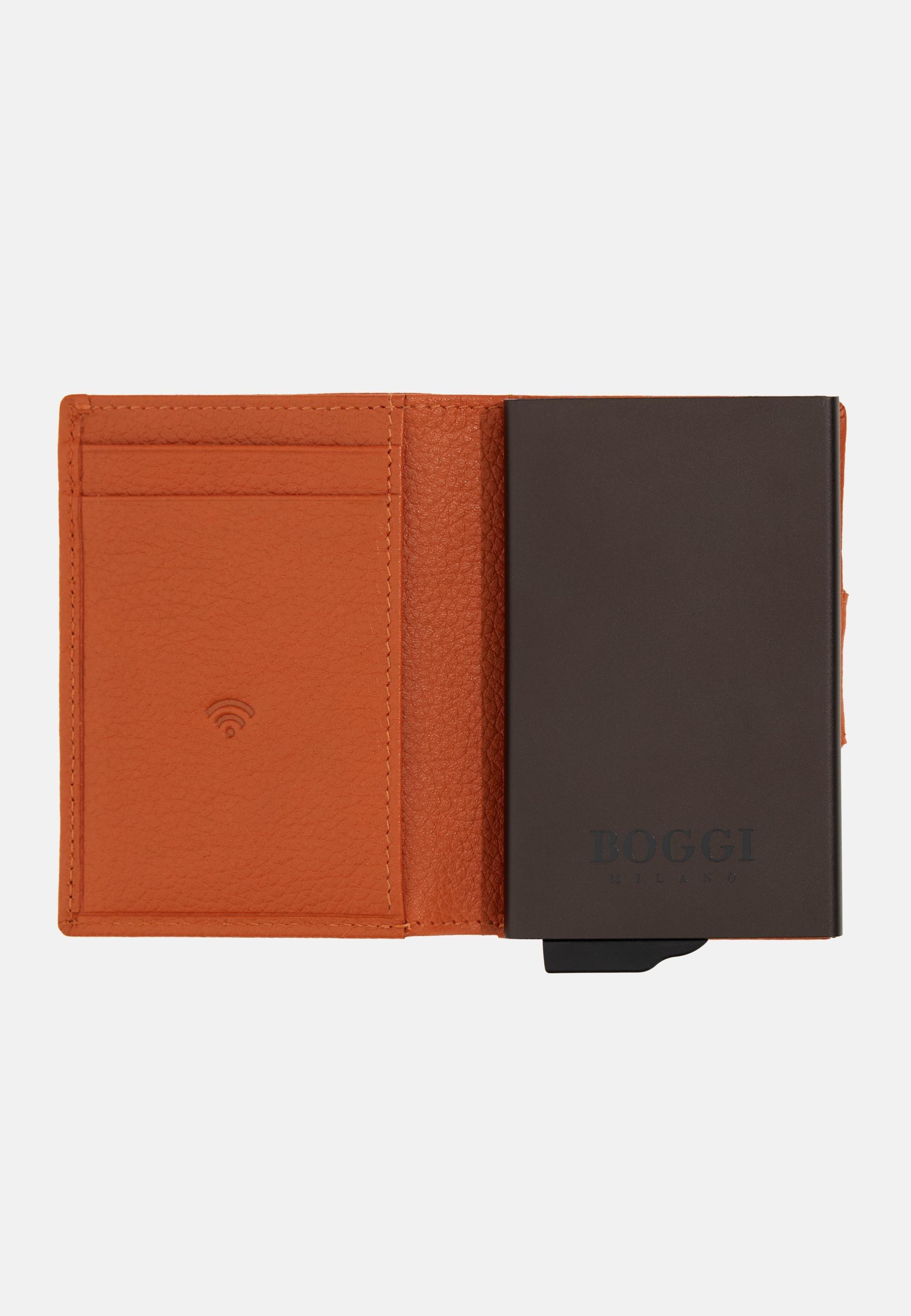 Leather Credit Card Holder Orange, Orange, large image number 0