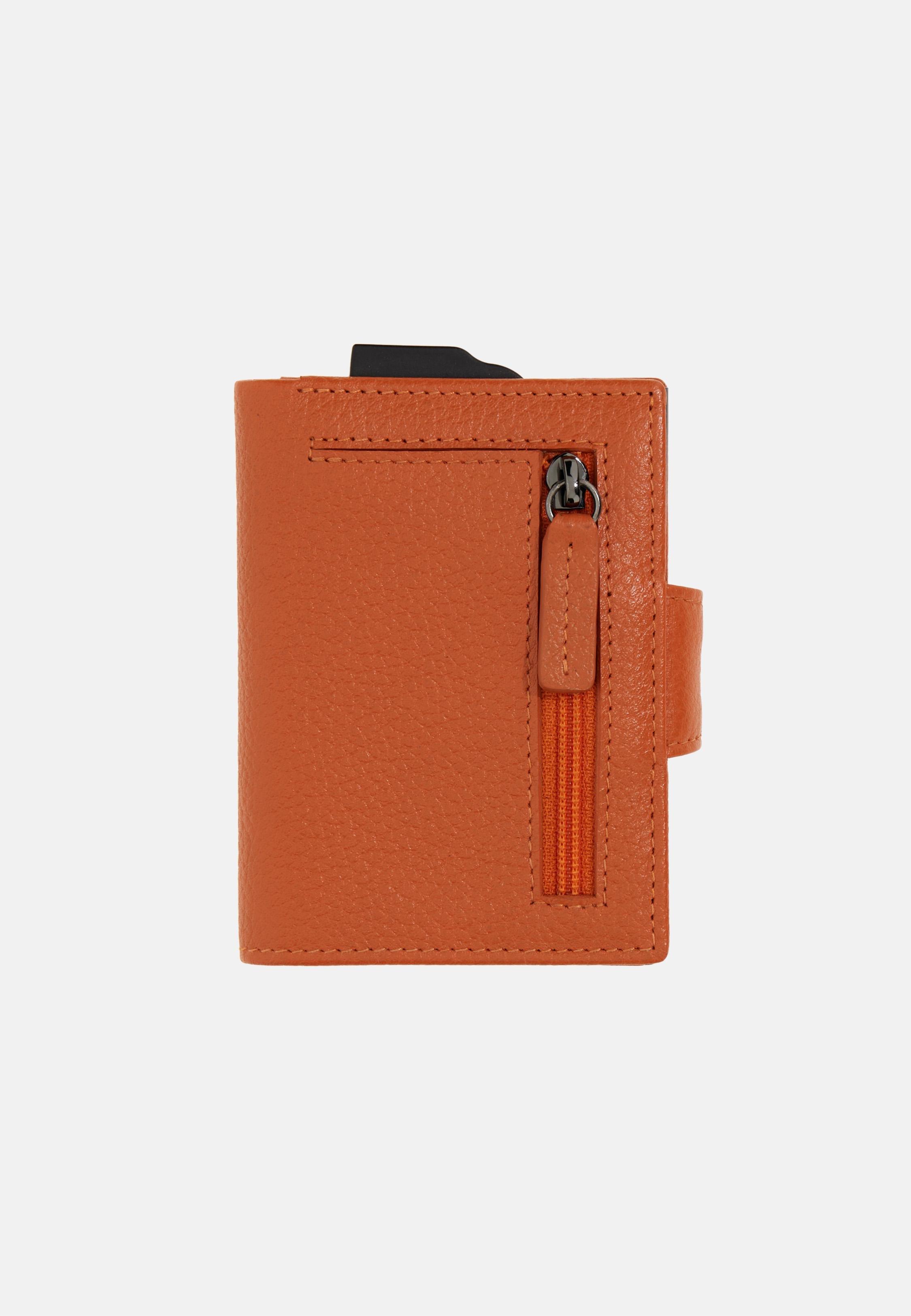 Leather Credit Card Holder Orange, Orange, large image number 1