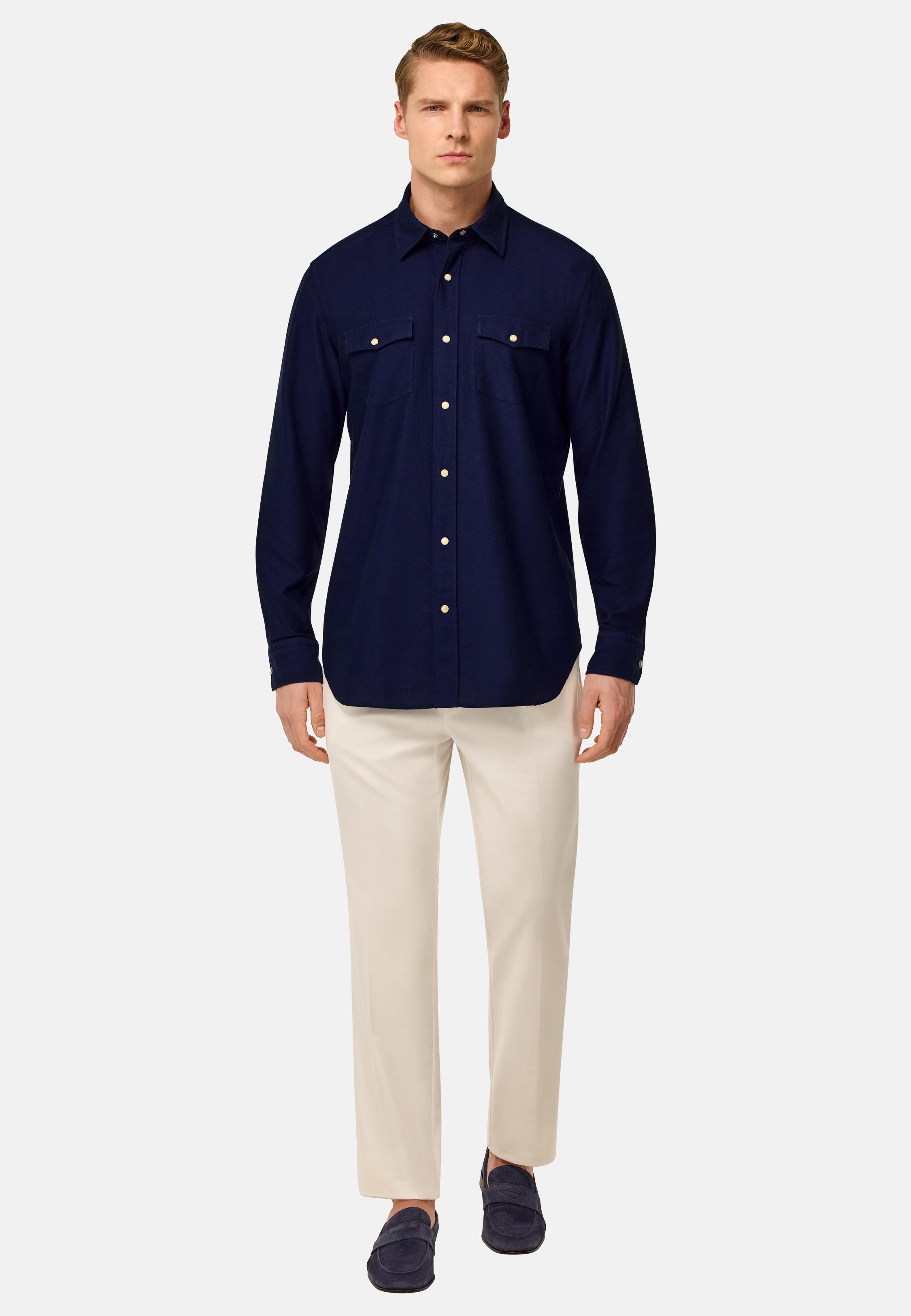 Navy Solid Casual Classic Shirt, , large image number 0