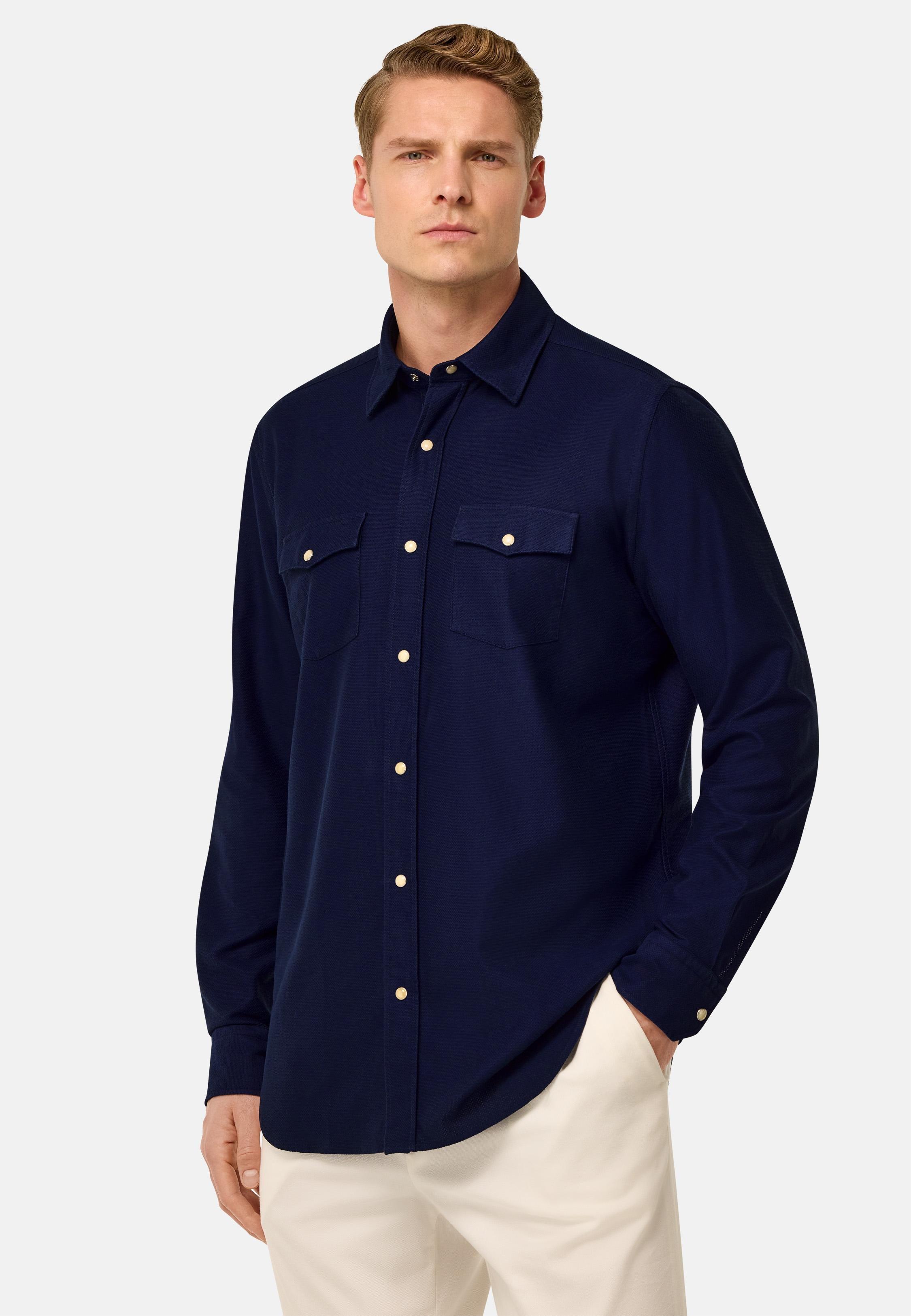 Navy Solid Casual Classic Shirt, , large image number 1