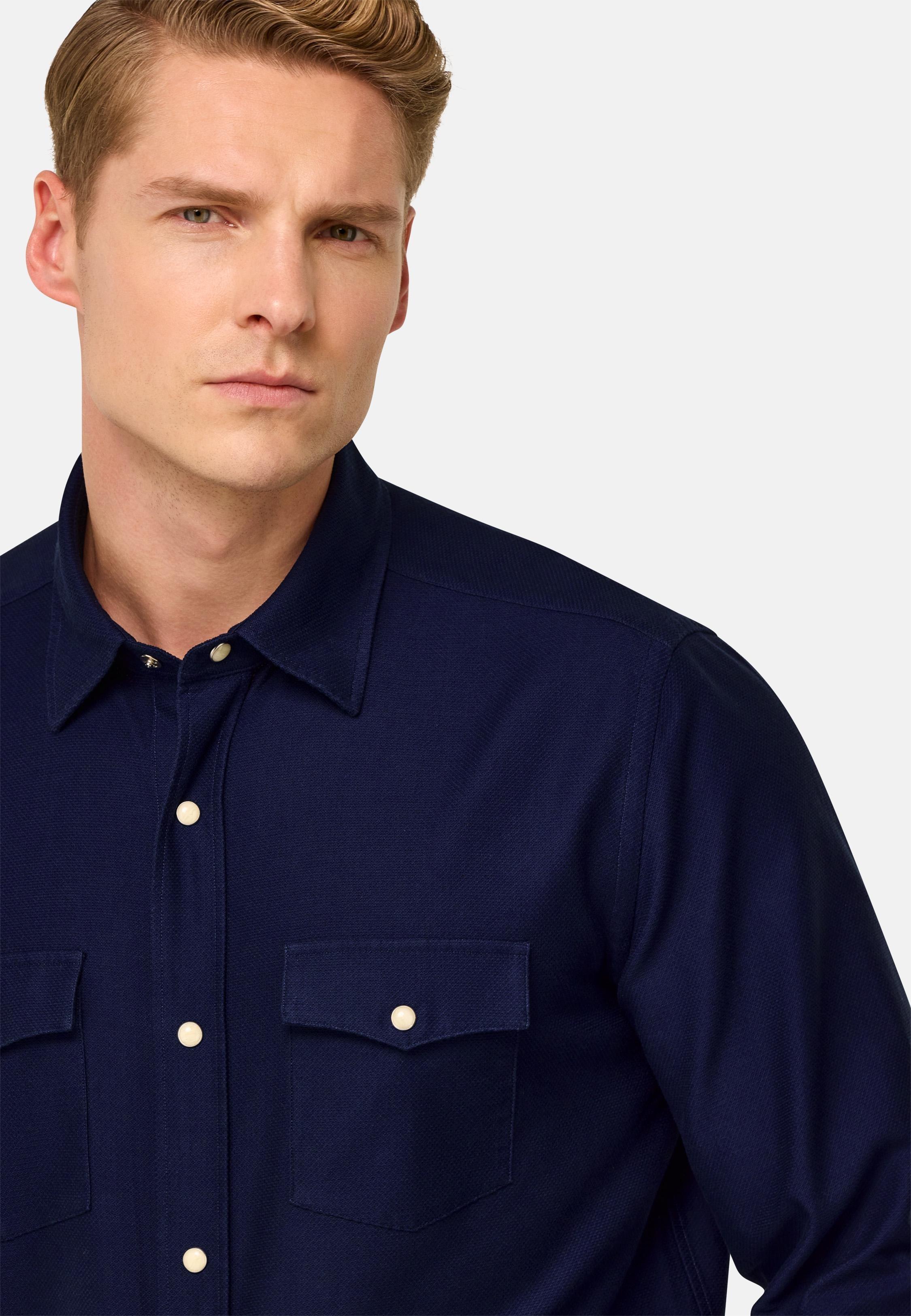 Navy Solid Casual Classic Shirt, , large image number 3