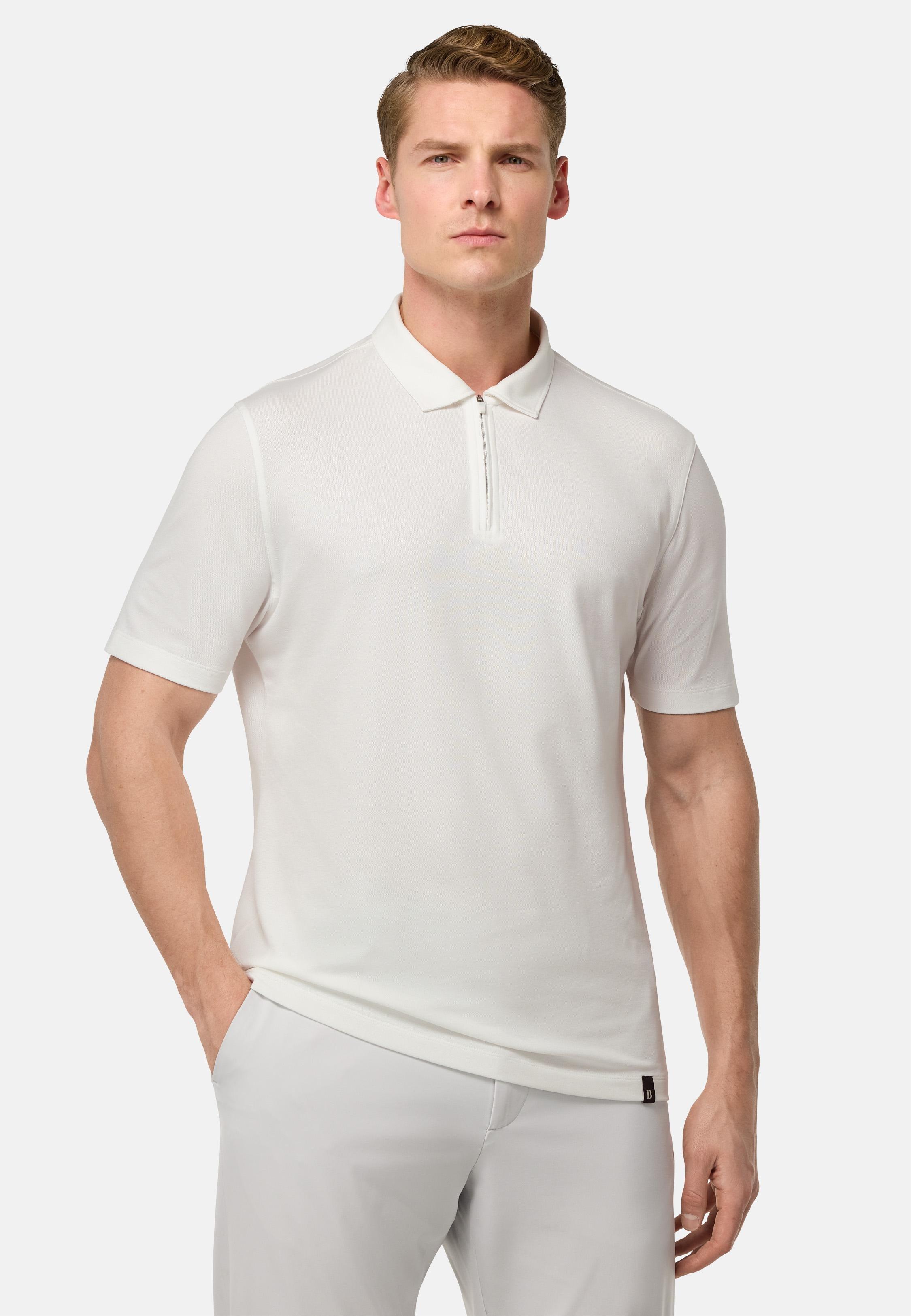 S. Cafe High-Performance Pique Polo Shirt White, , large image number 1