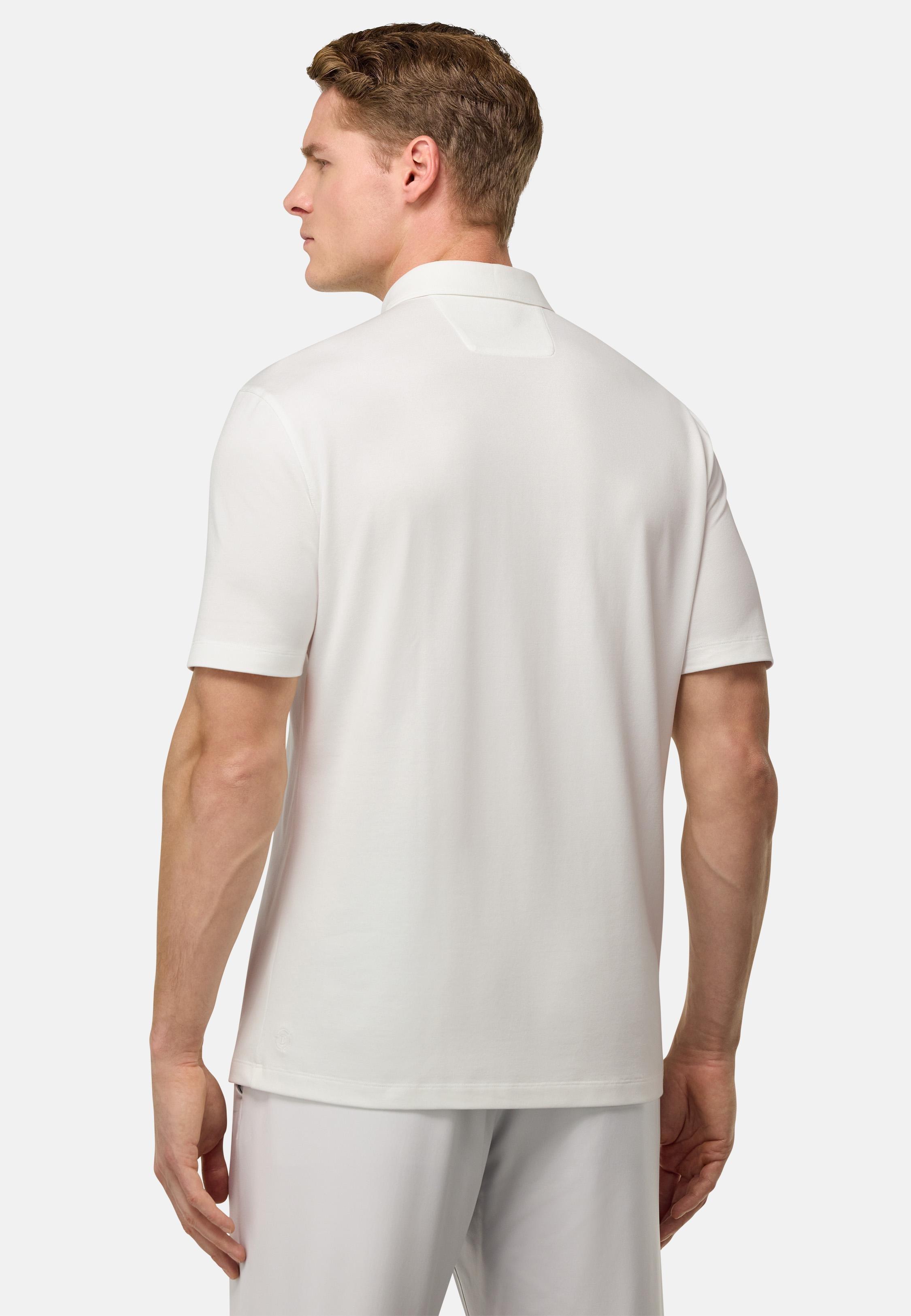 S. Cafe High-Performance Pique Polo Shirt White, , large image number 3