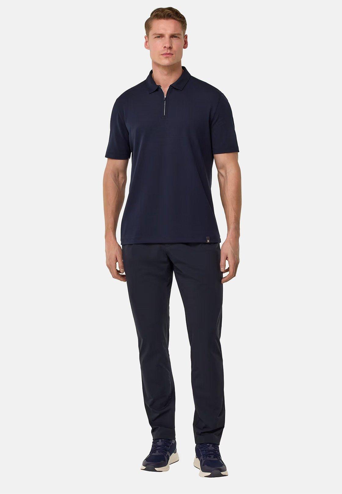 S.Cafe High-Performance Pique Polo Shirt Navy, , large image number 0