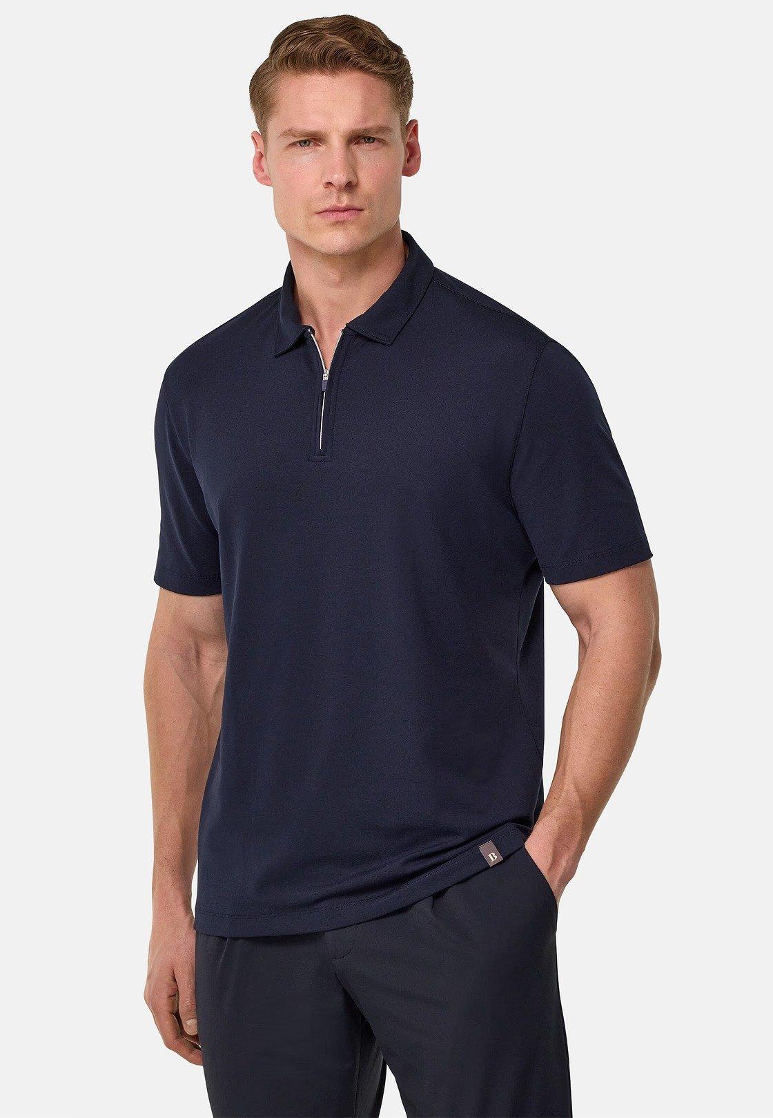 S.Cafe High-Performance Pique Polo Shirt Navy, , large image number 2