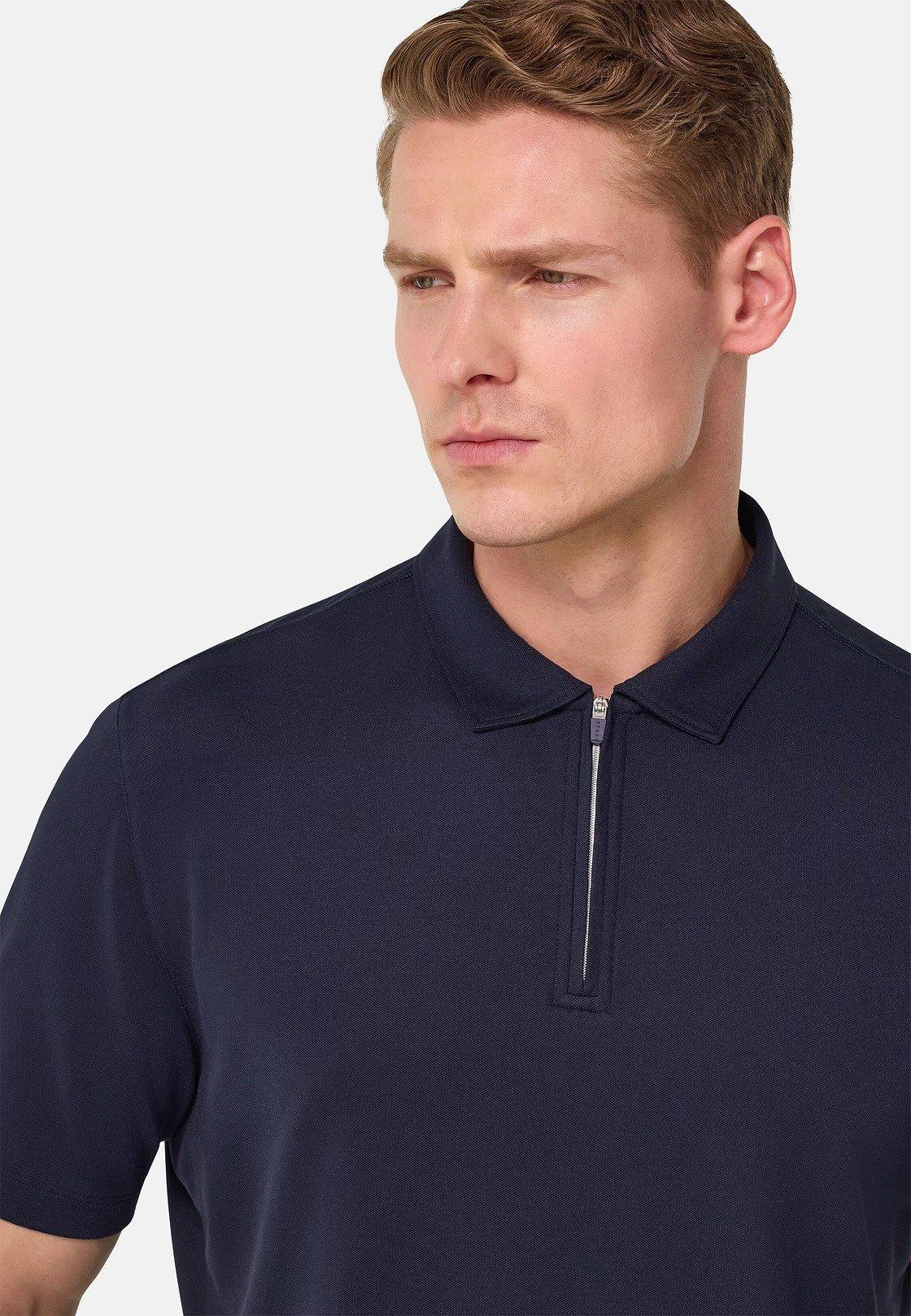 S.Cafe High-Performance Pique Polo Shirt Navy, , large image number 3