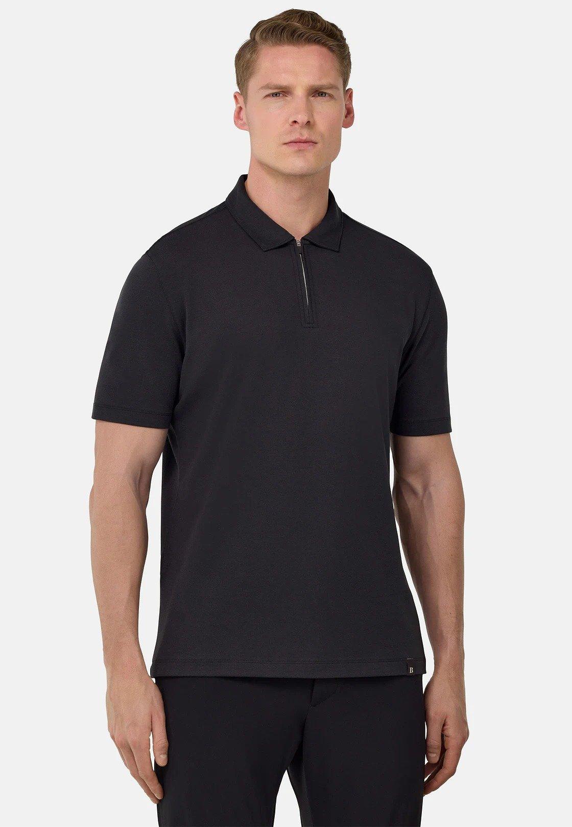 S. Cafe High-Performance Pique Polo Shirt Black, , large image number 2