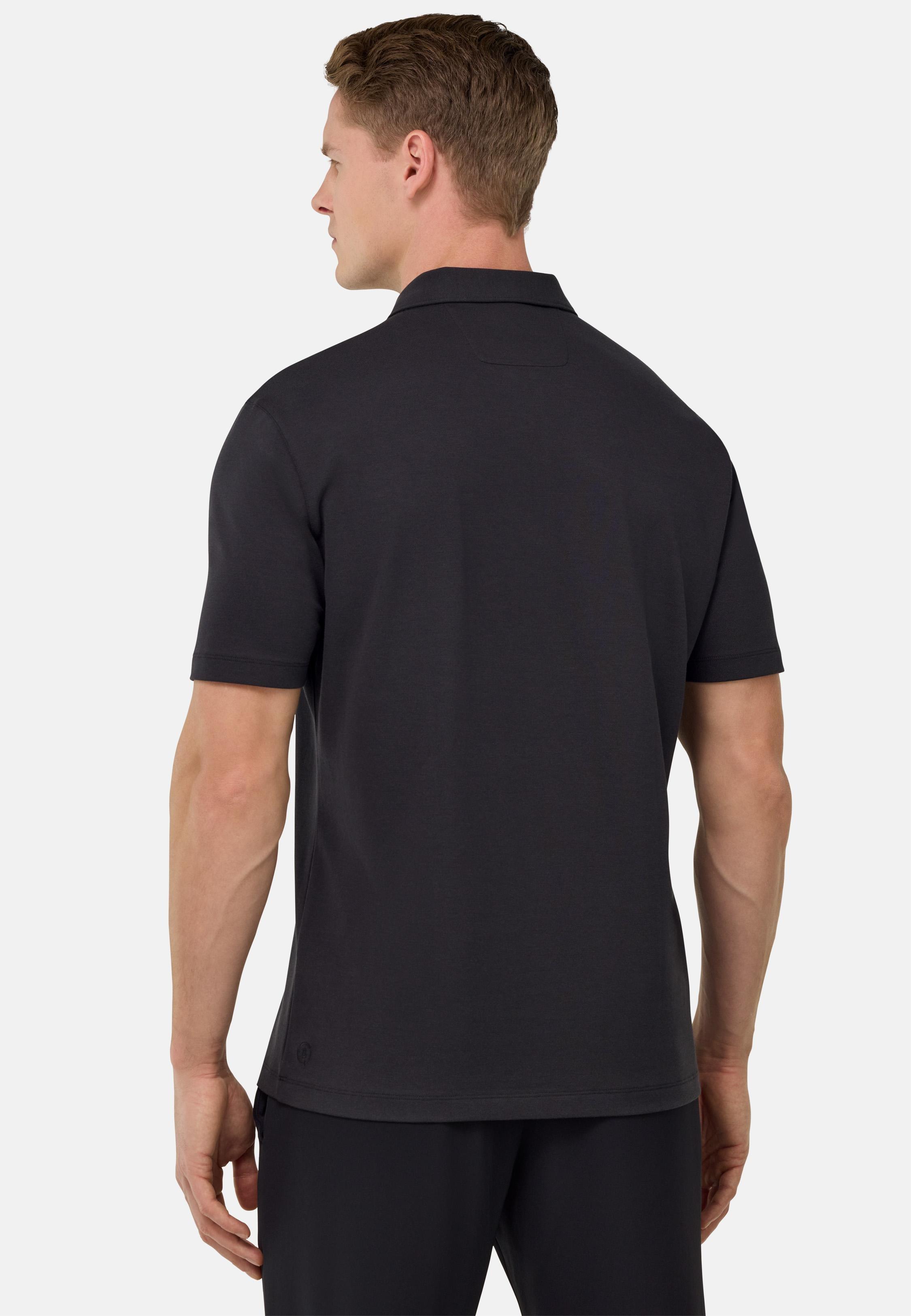 S. Cafe High-Performance Pique Polo Shirt Black, , large image number 3