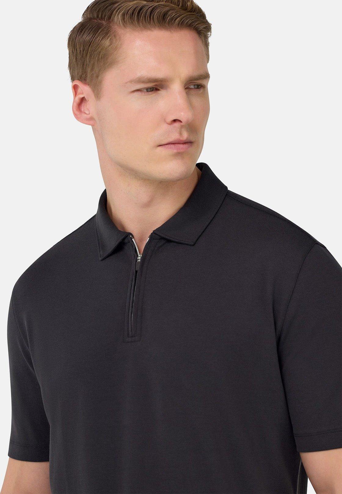 S. Cafe High-Performance Pique Polo Shirt Black, , large image number 6