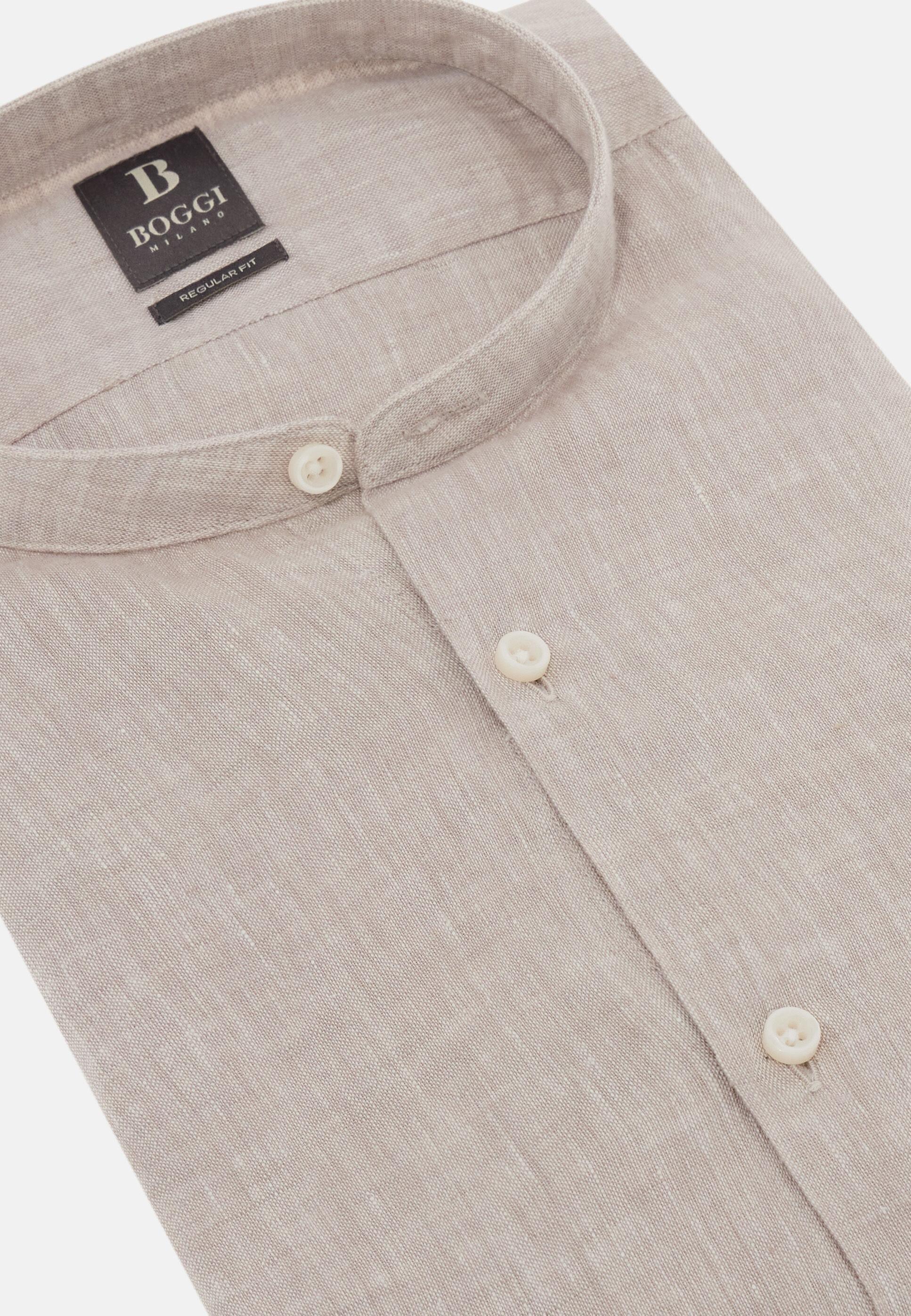 Regular Fit Linen Shirt Brown, Taupe, large image number 7