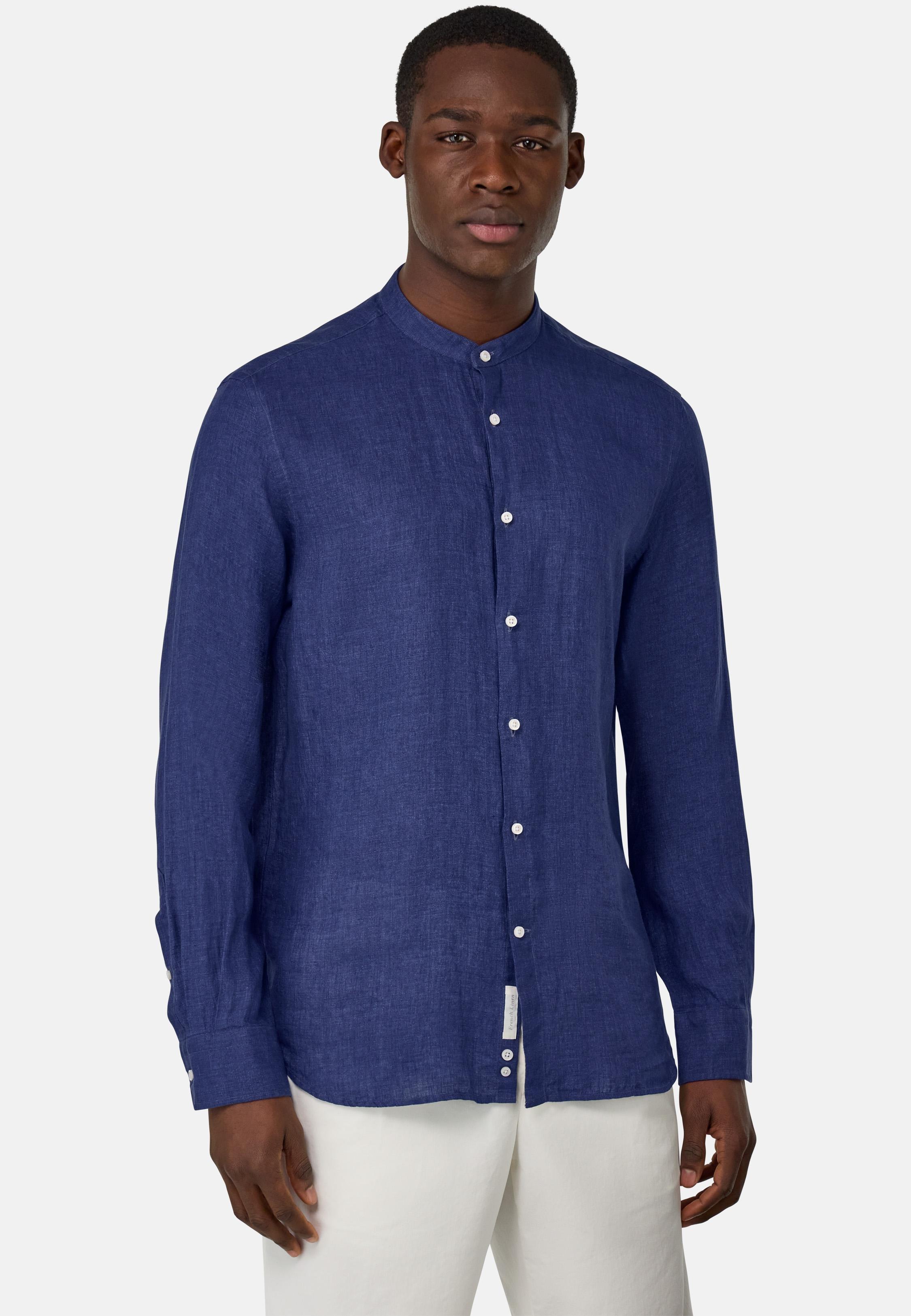 Regular Fit Linen Shirt Navy, Navy blue, medium