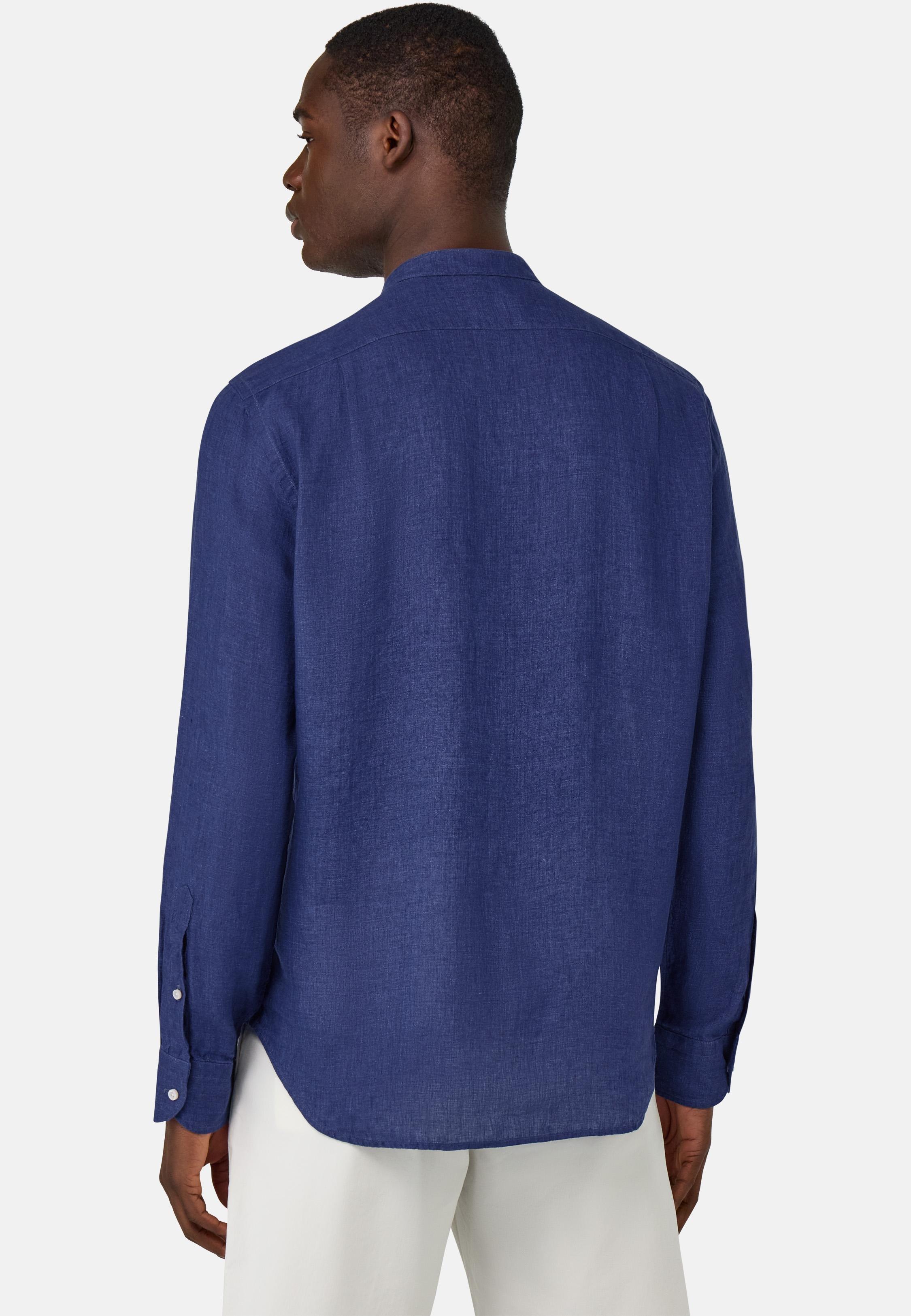 Regular Fit Linen Shirt Navy, Navy blue, medium