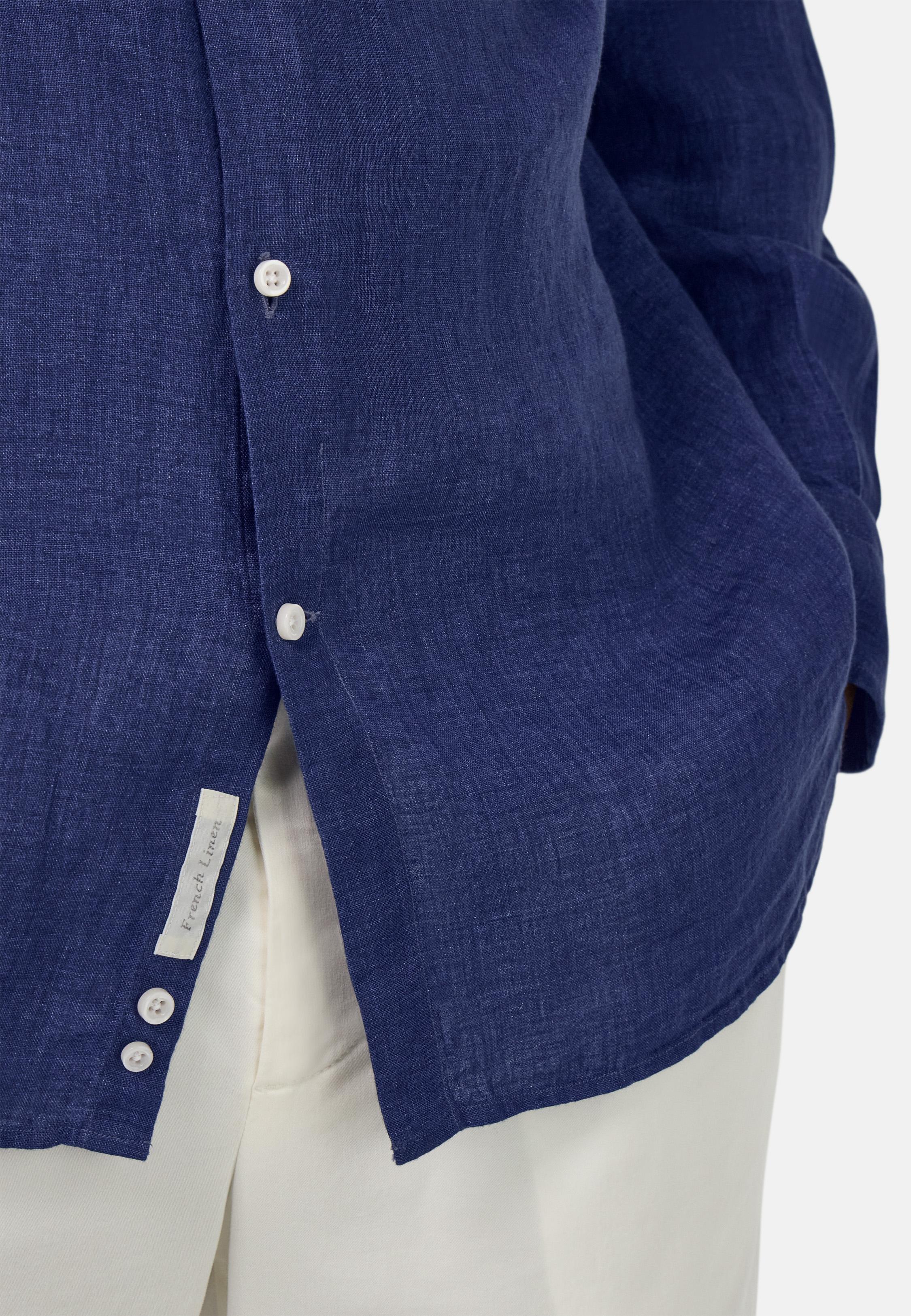 Regular Fit Linen Shirt Navy, Navy blue, medium