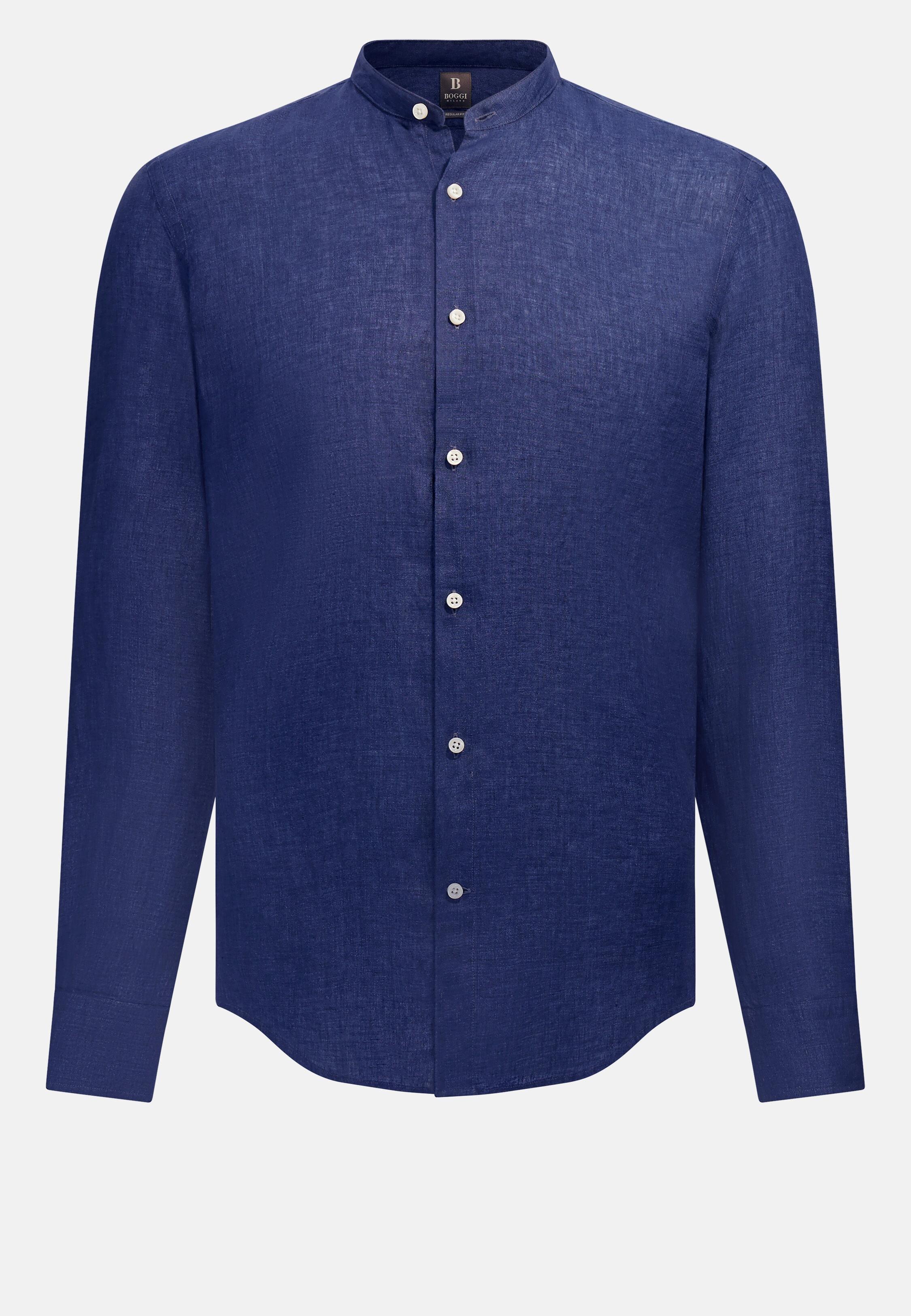 Shirt in Regular Fit Linen, Navy Blue, Navy blue, large image number 10