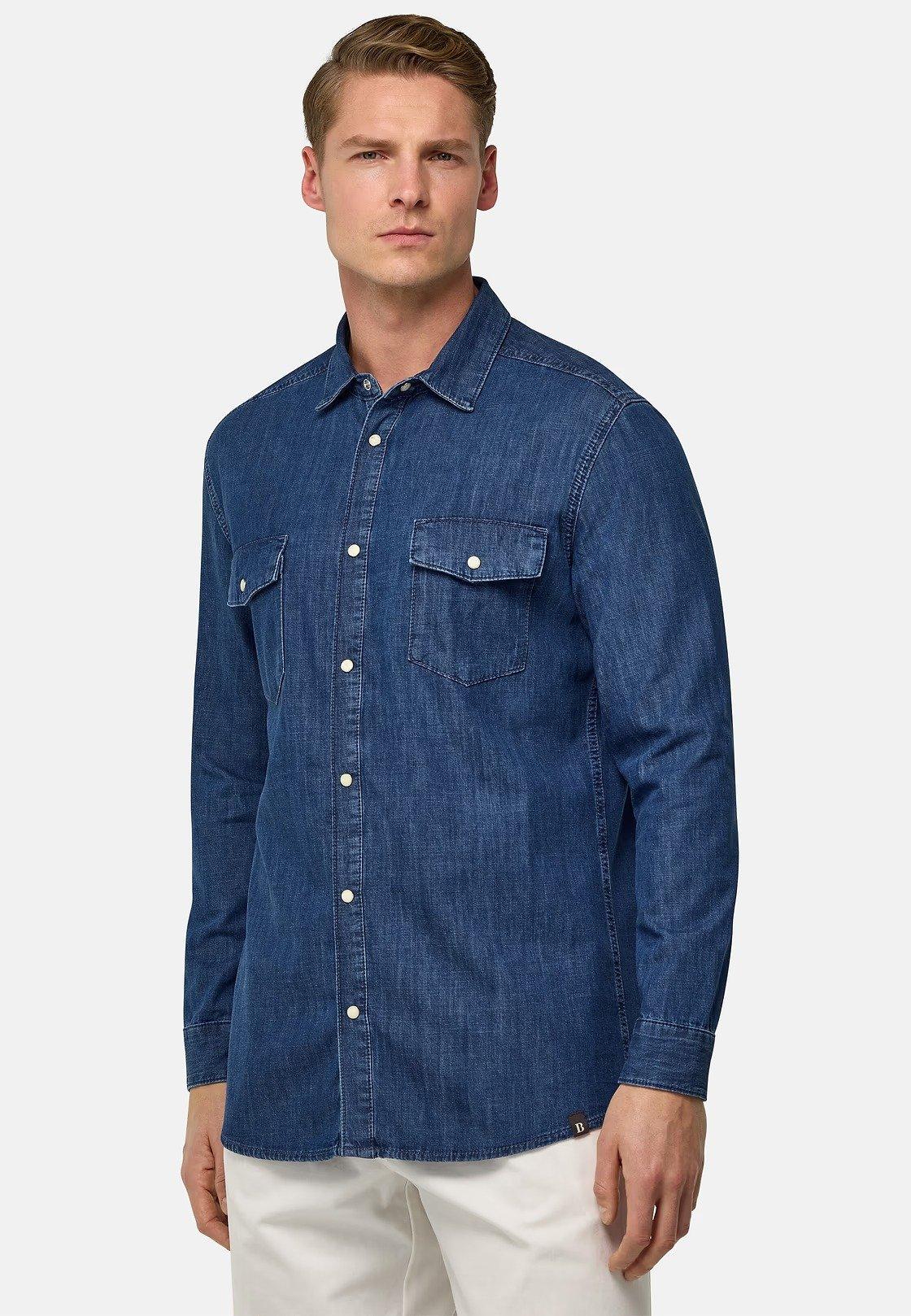 Blue Cotton Denim Overshirt, , large image number 1