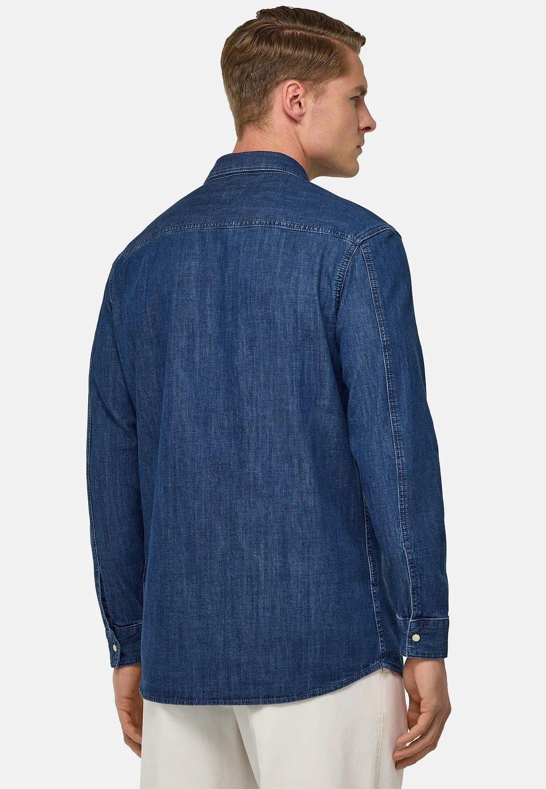 Blue Cotton Denim Overshirt, , large image number 2