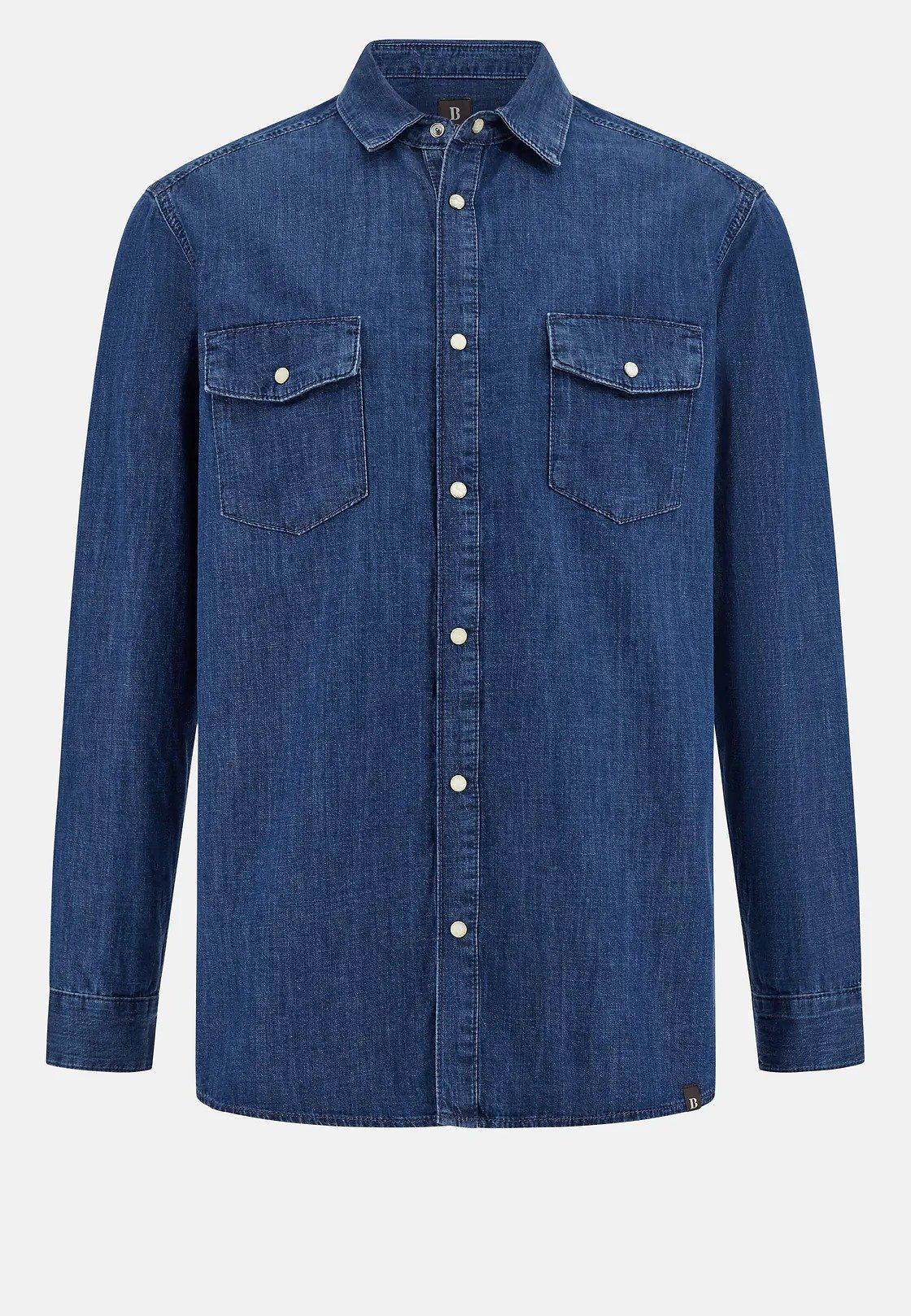 Blue Cotton Denim Overshirt, , large image number 5